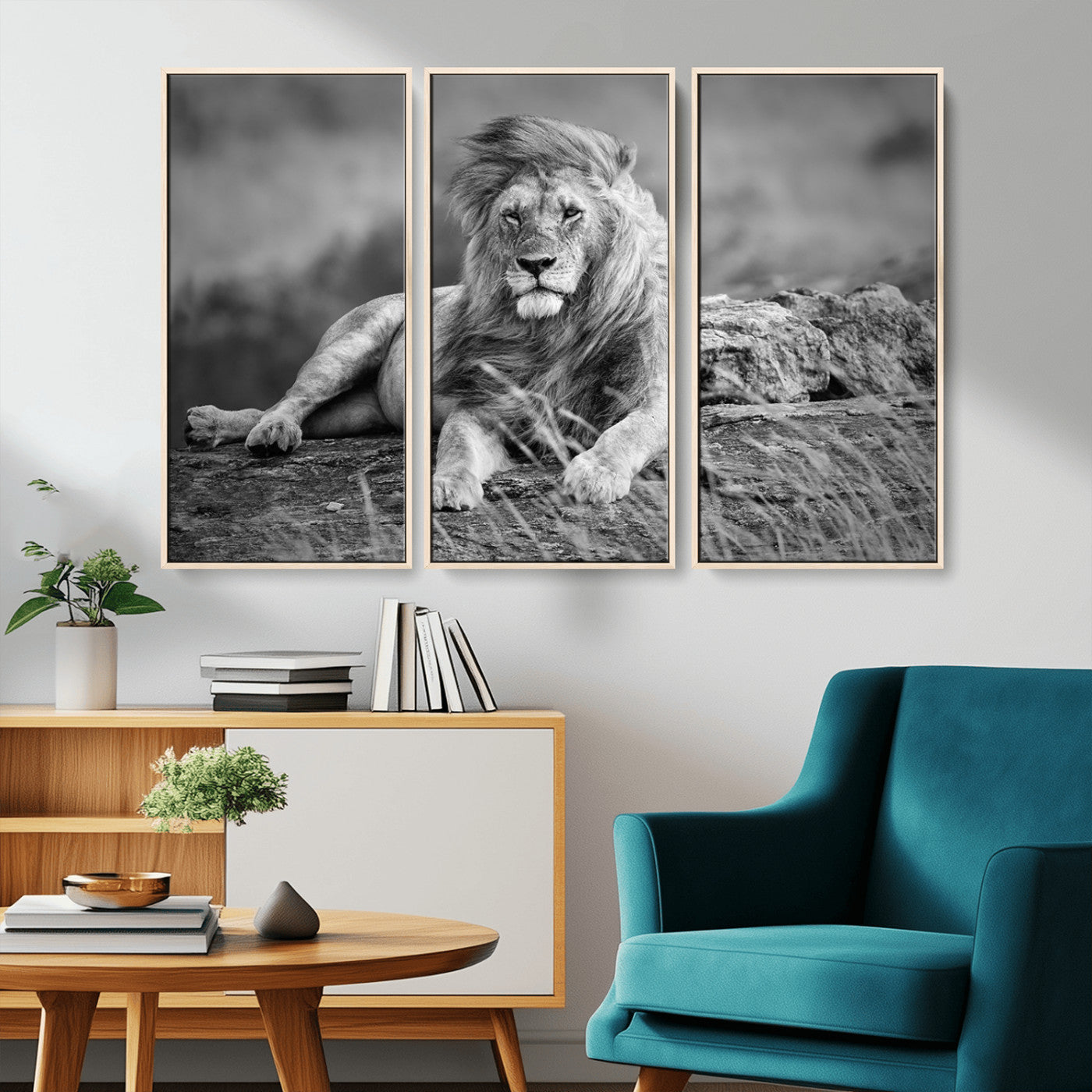 MGV-FC-48X32-3P - King of Forest Lion Wall Art Canvas Print