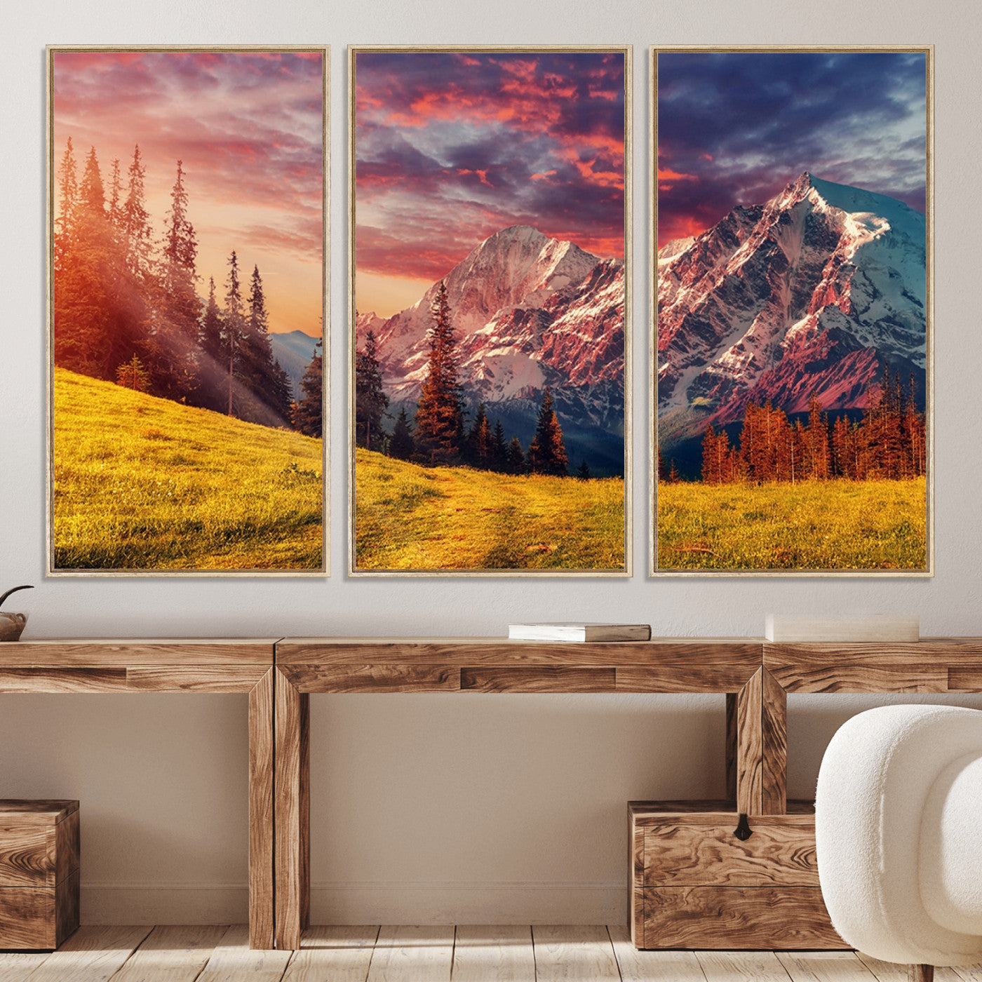 48448-MGV-CV-36X24-Mountain and Daylight Red Sunset Wall Art Canvas Print
