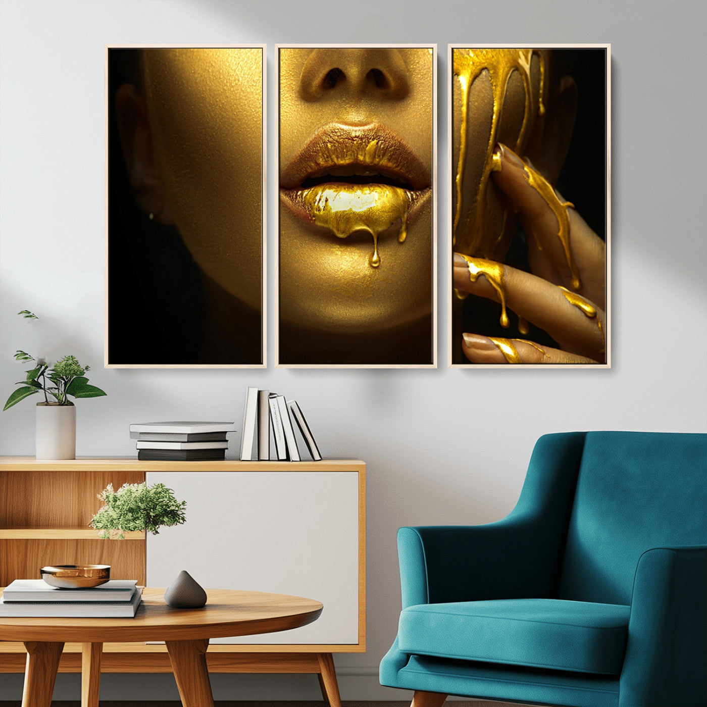 -Gold and Women Wall Art Canvas Print