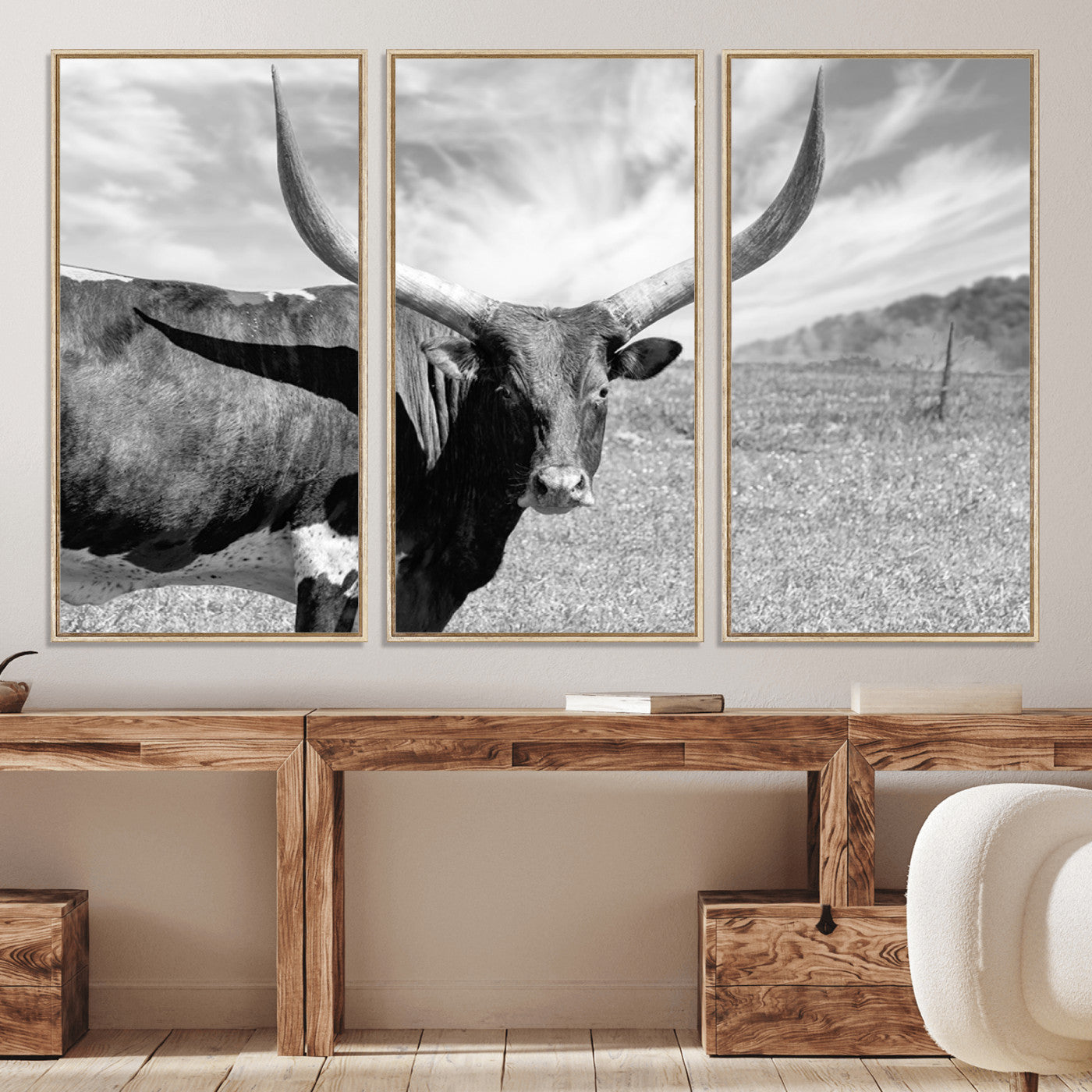 30017-MGV-CV-36X24-Cattle Wall Art Longhorn Cow Canvas Print