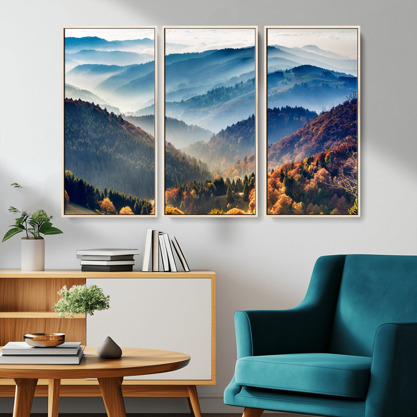 MGV-FC-48X32-3P - Mountains Forest Autumn Wall Art Canvas Print