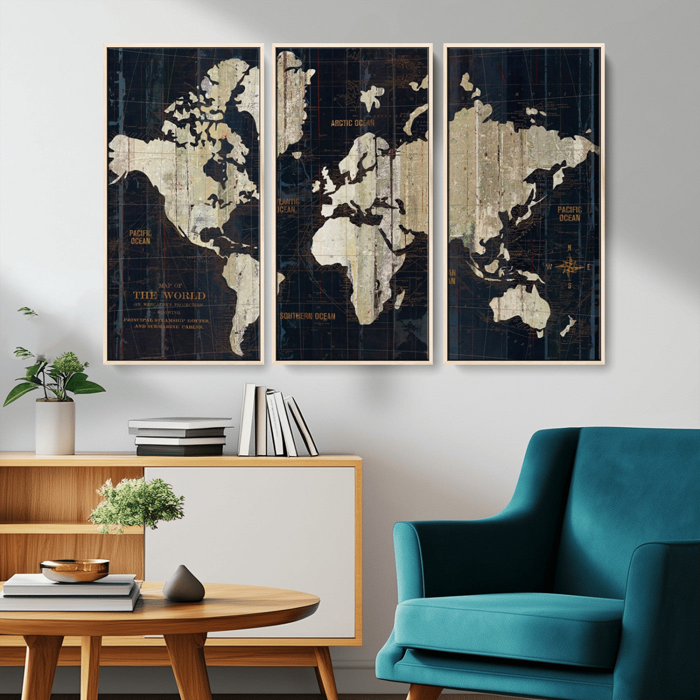 MGV-FC-48X32-3P - Push Pin World Map Canvas Print – Framed Wall Art for Couples to Track Their Travels – Anniversary