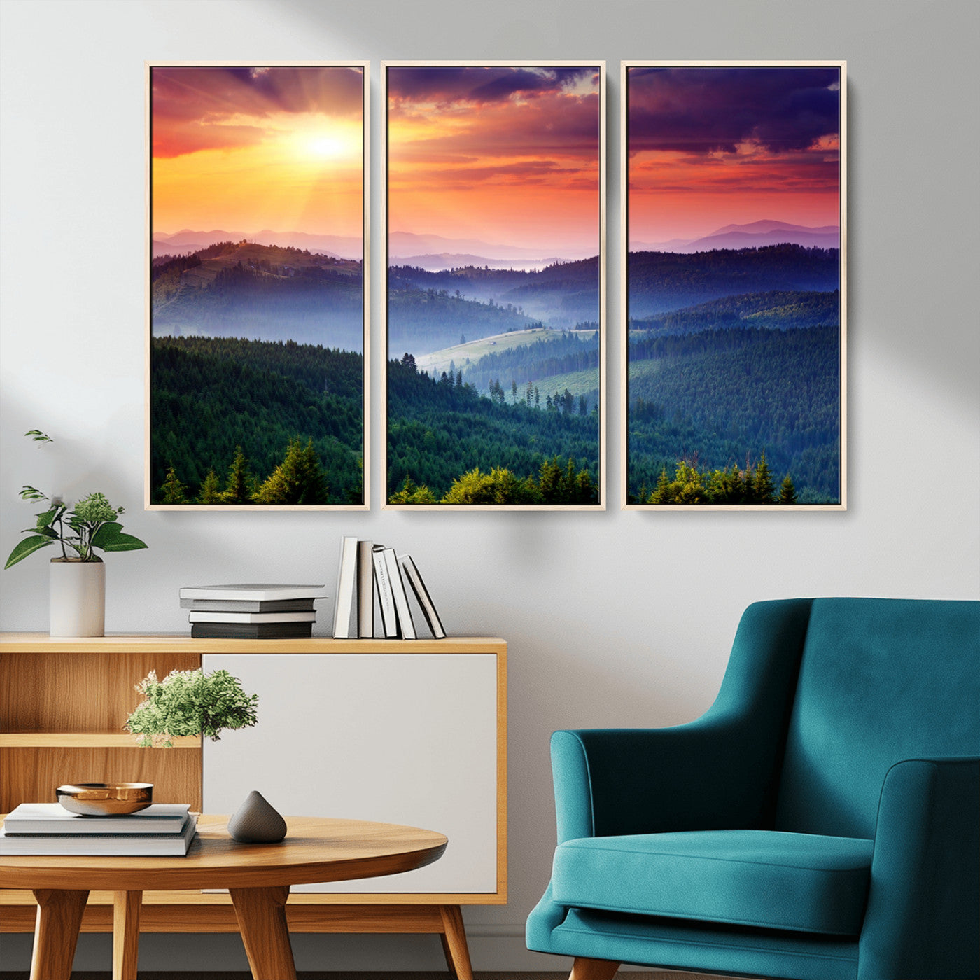 MGV-FC-48X32-3P - Mountain and Sunset Wall Art Canvas Print