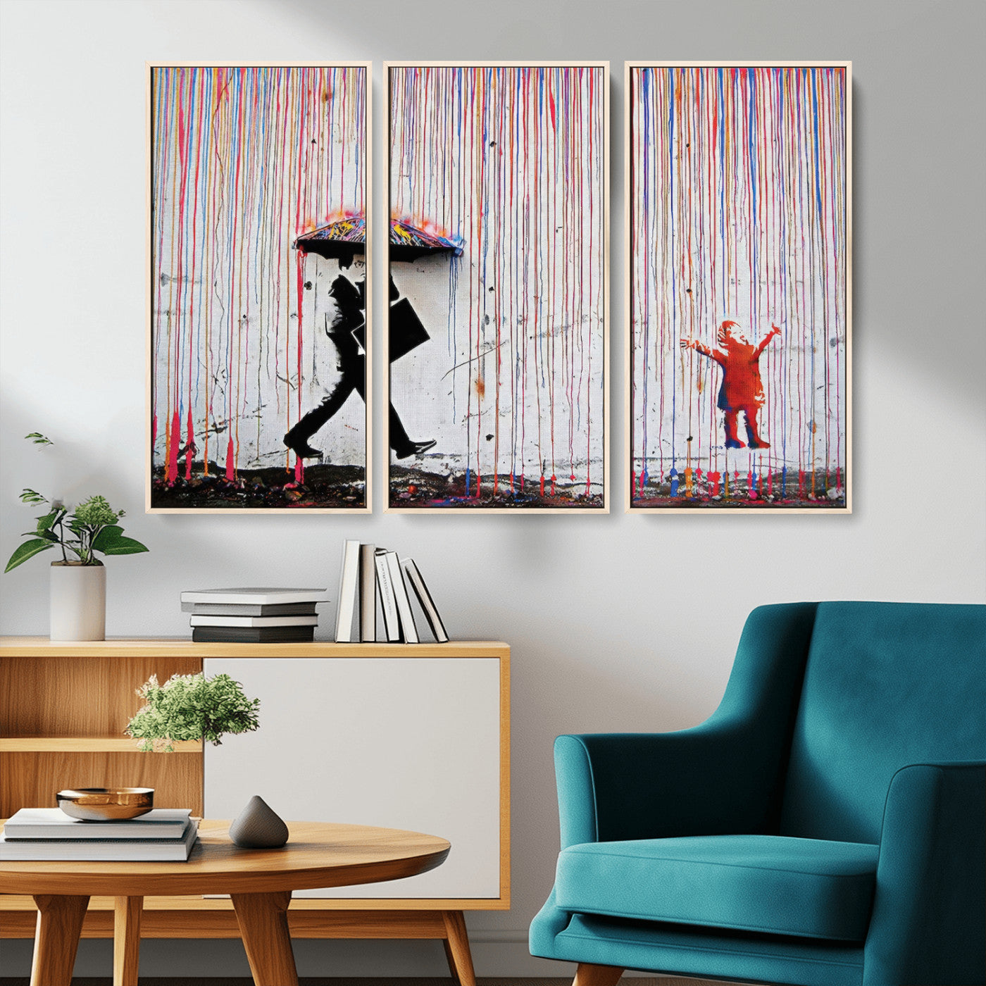 MGV-FC-48X32-3P - Banksy Wall Art Canvas Print, Framed Graffiti Art Picture Print, Banksy Urban Graffiti Perfect Modern Decor Artwork