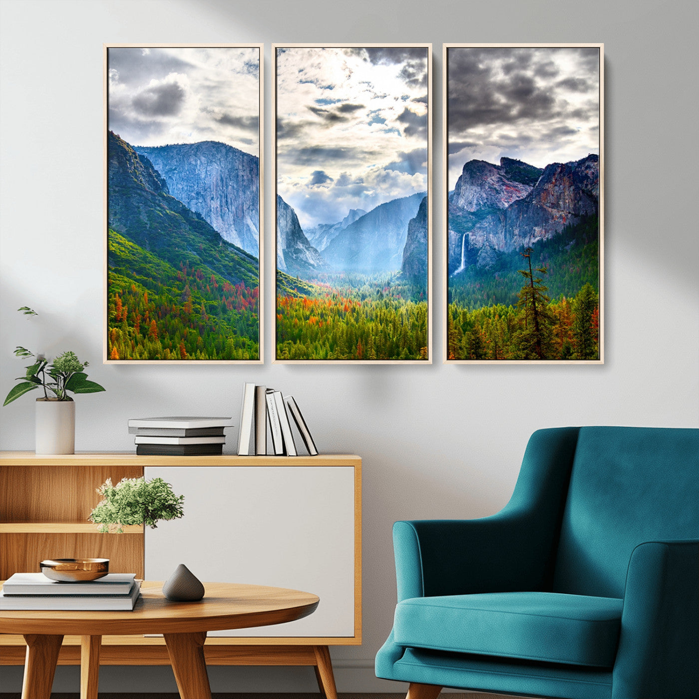 MGV-FC-48X32-3P - Yosemite Park Half Dome 3 Panel Canvas Print | Large Giclée Landscape Wall Art for Living Room,