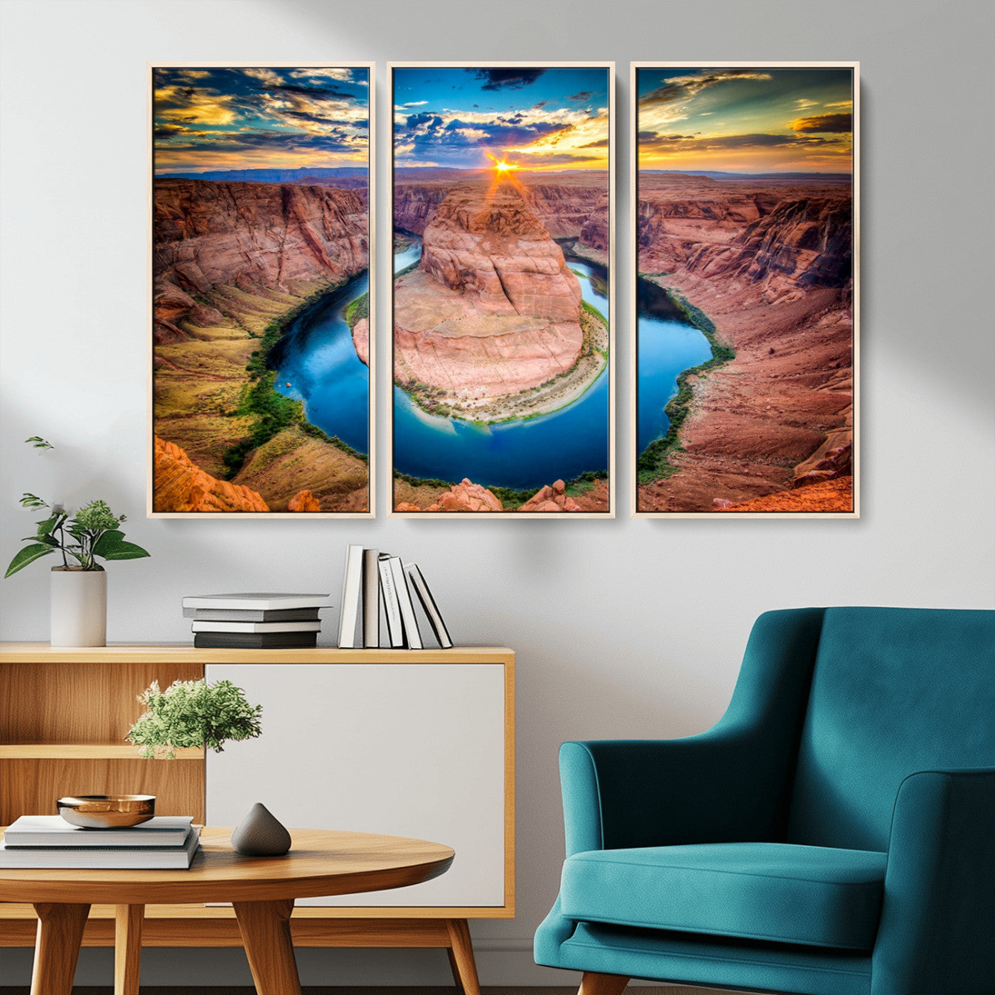 MGV-FC-48X32-3P - Sunset on the Horseshoe Bend Grand Canyon, Horseshoe Bend Grand Canyon Canvas Wall Art Print