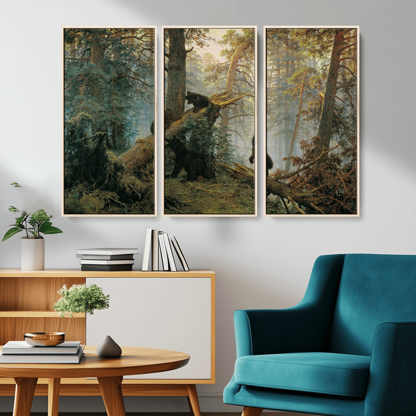 MGV-FC-48X32-3P - Baby Bears in Forest Wall Art Canvas Print