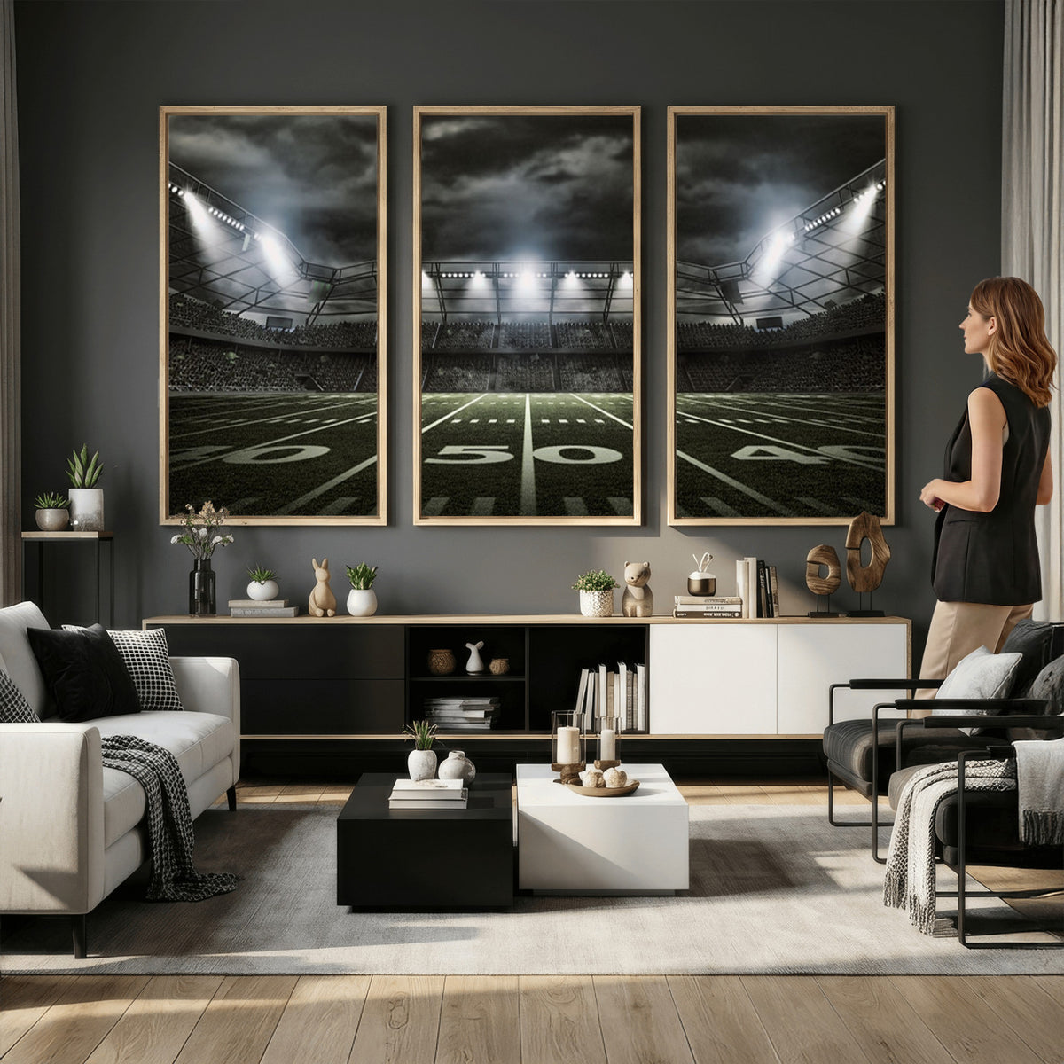 90107-MGV-CV-36X24 - American Football Stadium Wall Art Canvas Print, Stadium Sport Wall Art Print