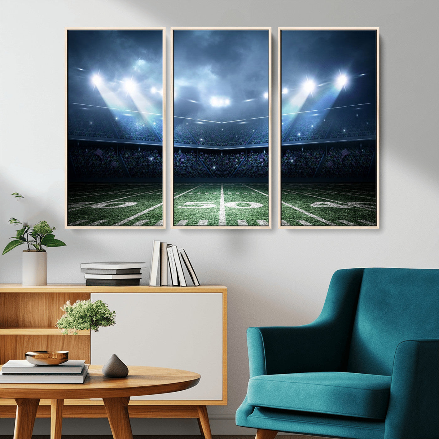 MGV-FC-48X32-3P - American Football Stadium Wall Art Canvas, American Football Stadium Canvas Print