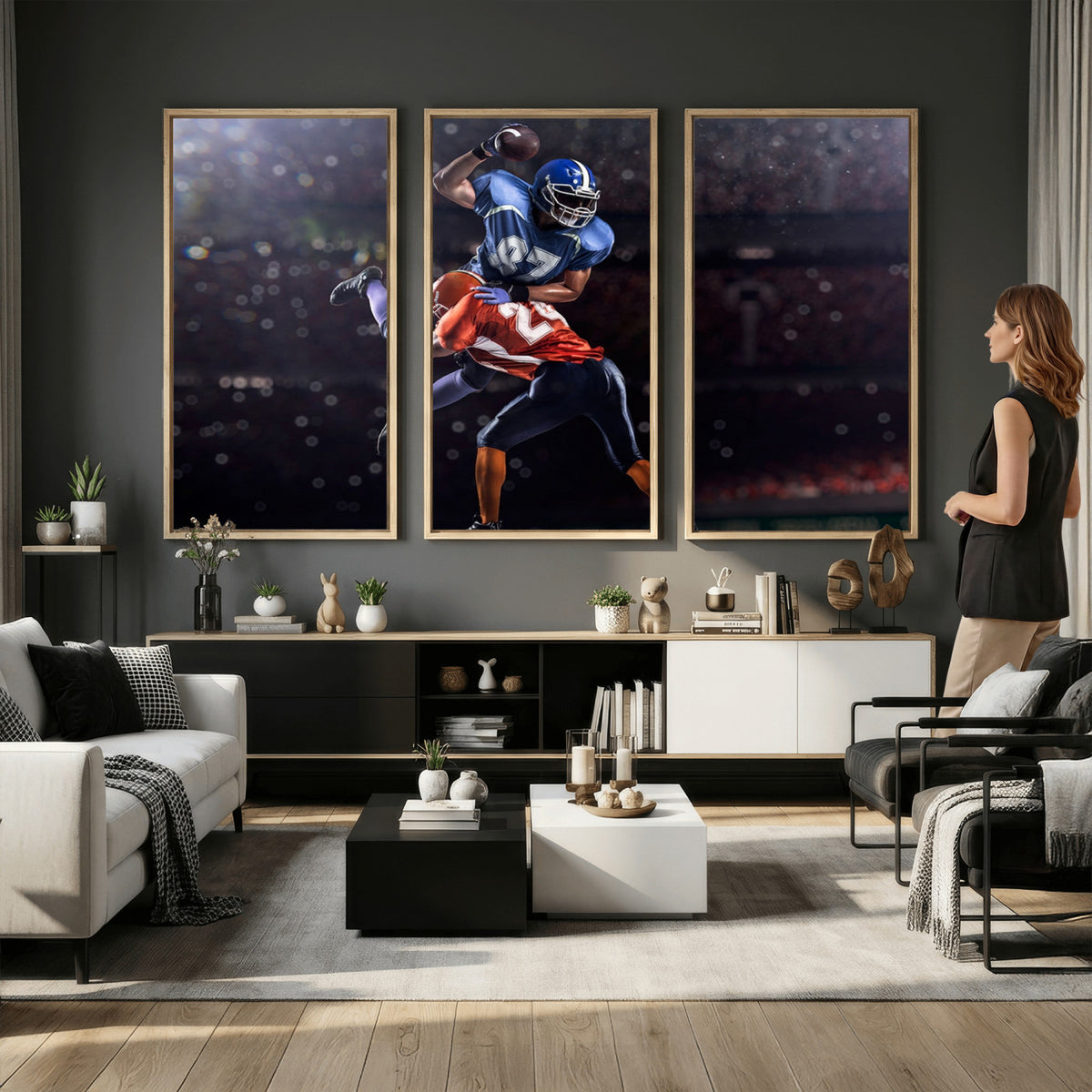 76491-MGV-CV-36X24 - American Football Wall Art Canvas Print, Stadium Sport Wall Art Print