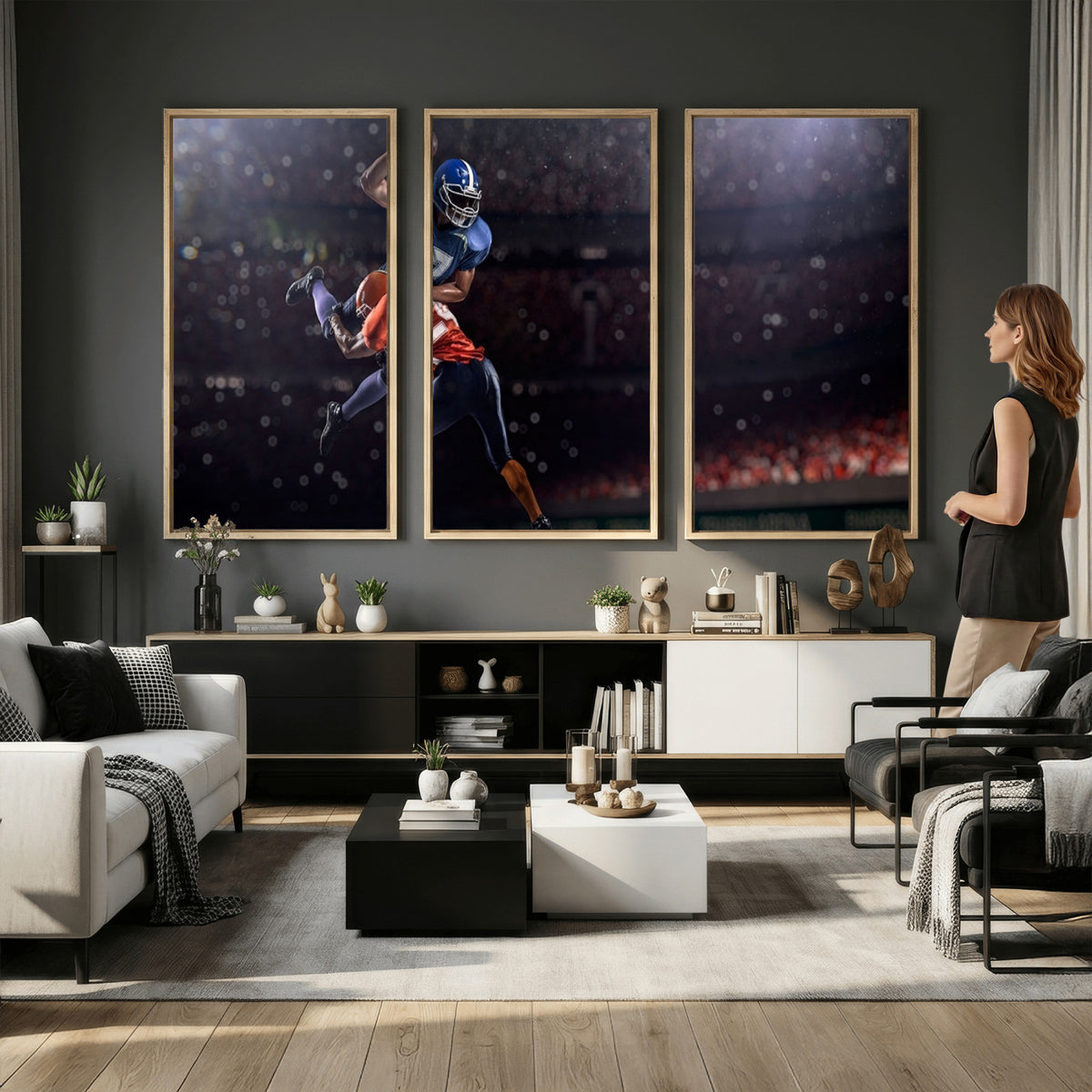 68009-MGV-CV-36X24 - American Football Wall Art Canvas Print, Stadium Sport Wall Art Print