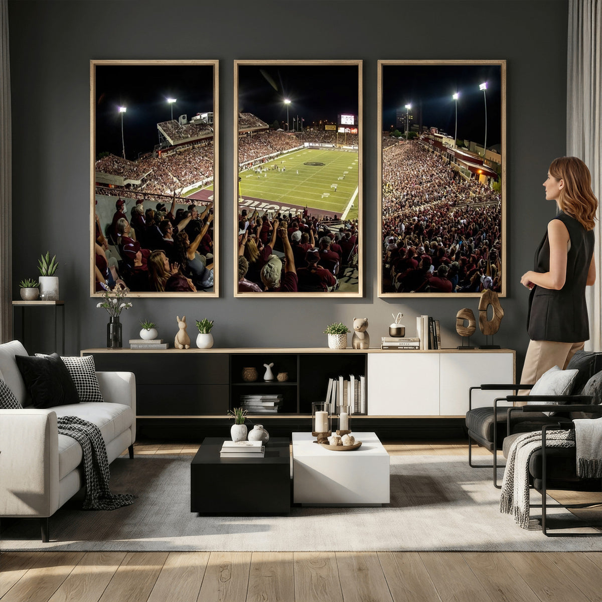 94126-MGV-CV-36X24 - Washington-Grizzly Stadium Canvas Wall Art | Exciting Game Night Atmosphere in Panoramic View