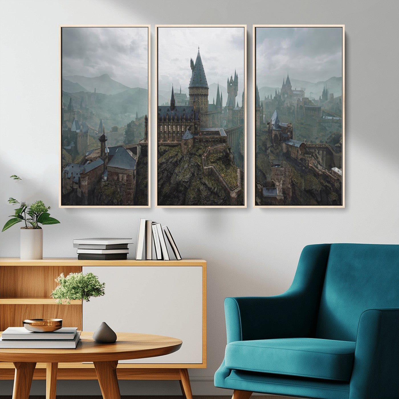 MGV-FC-48X32-3P - Disney Castle Wall Art Canvas Print, Living Kids Home Room Decor Art Print