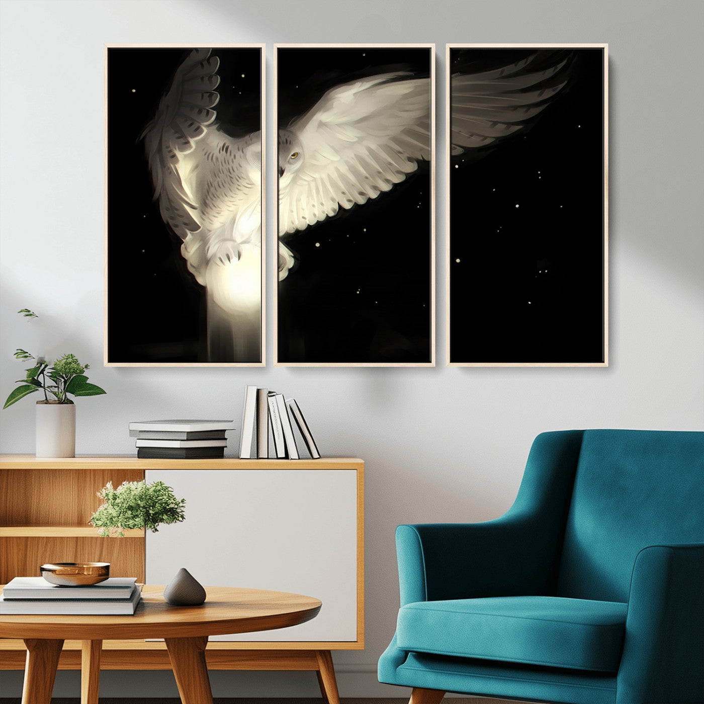 MGV-FC-48X32-3P - Night Owl Art -  Illuminating the Darkness – Unique Animal-Inspired Wall Art for Modern Decor |