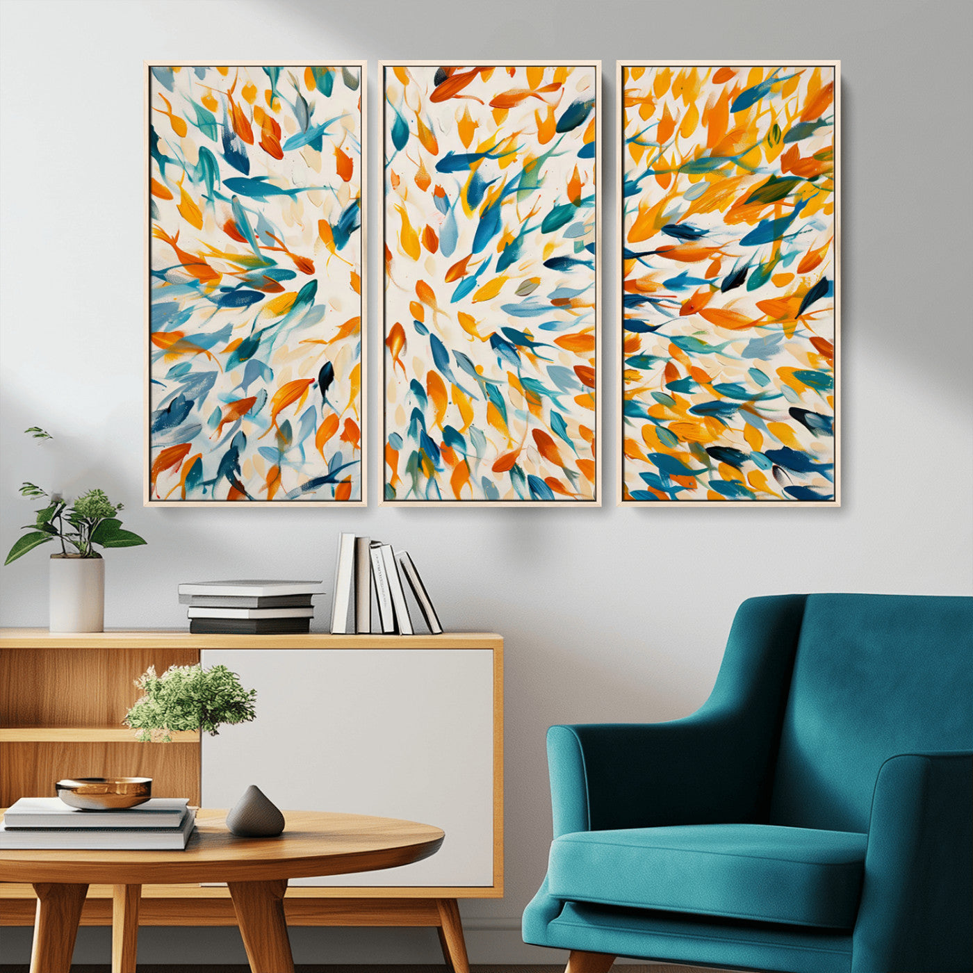 -Colorful Fish Wall Art Print – Abstract Ocean-Inspired Wall Art for Modern Spaces | Framed Canvas,