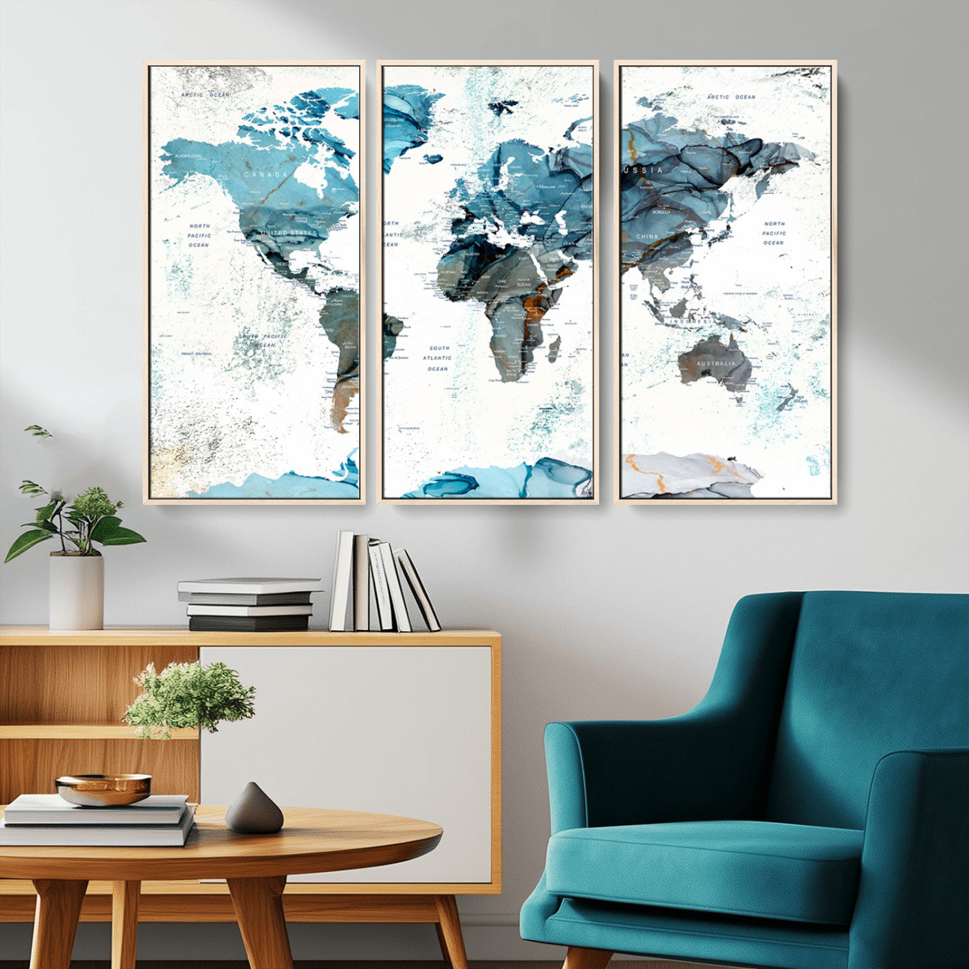 MGV-FC-48X32-3P - Push Pin World Map Canvas Print – Framed Wall Art for Couples to Track Their Travels – Anniversary