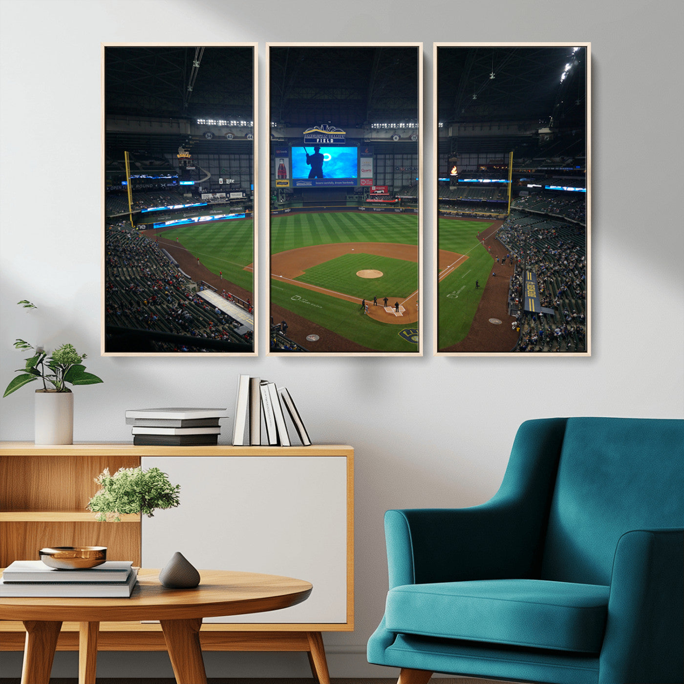 MGV-FC-48X32-3P - Milwaukee Brewers Baseball Art Print - American Family Field Stadium Wall Art Canvas Print