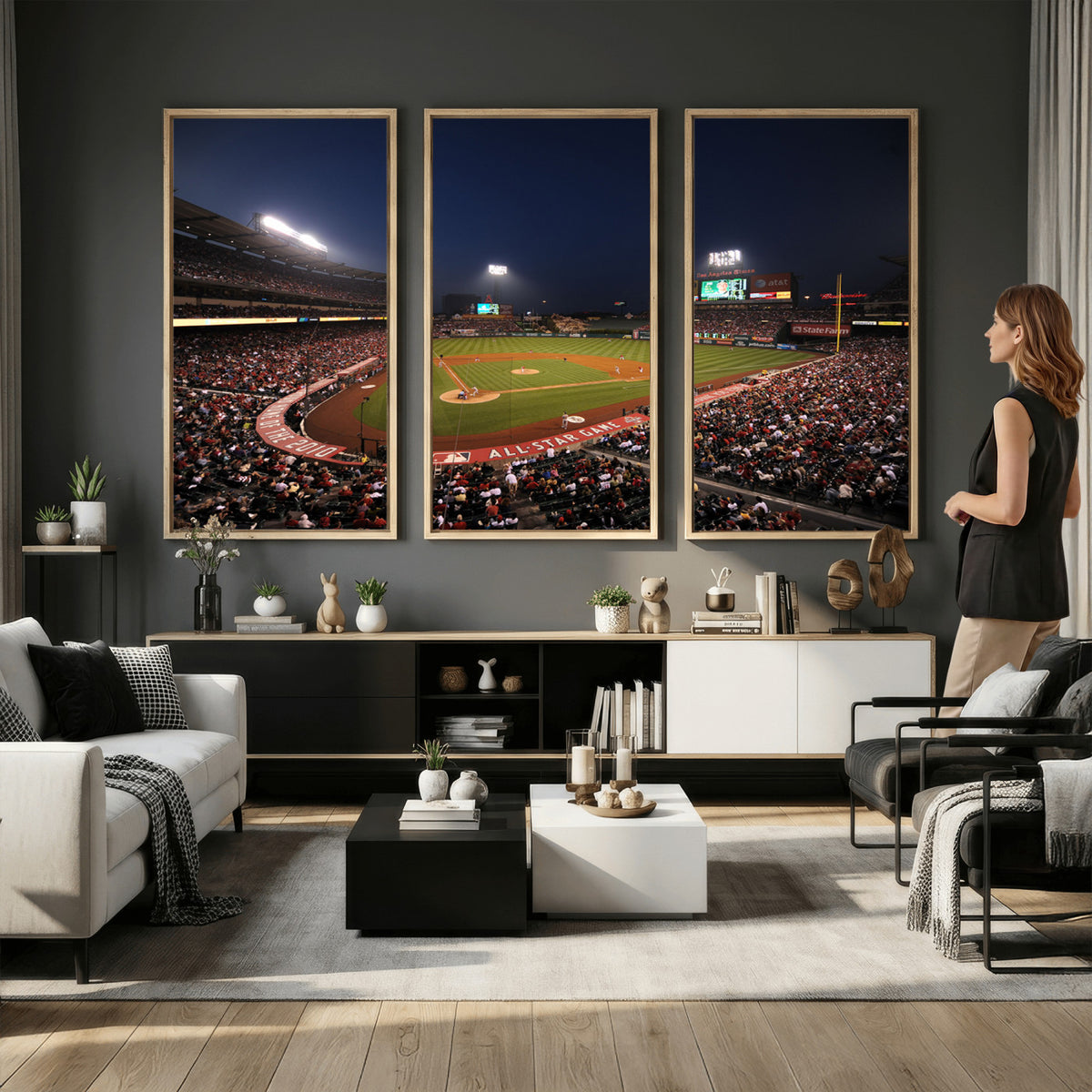 88896-MGV-CV-36X24 - Los Angeles Angels Baseball Team Print, Anaheim Angel Stadium Wall Art