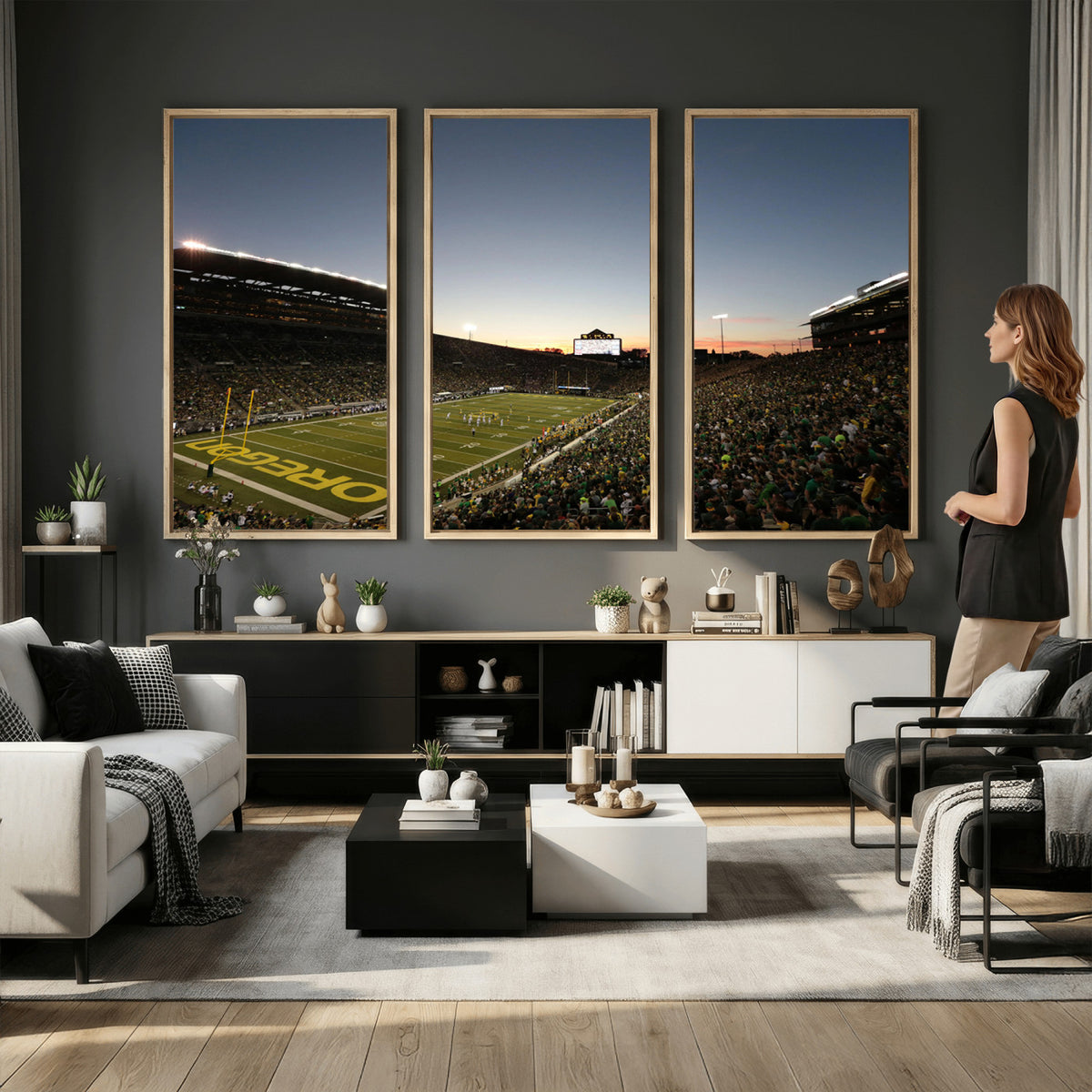 21429-MGV-CV-36X24 - Oregon Ducks Football Team Print - Eugene Autzen Stadium Wall Art Canvas Print