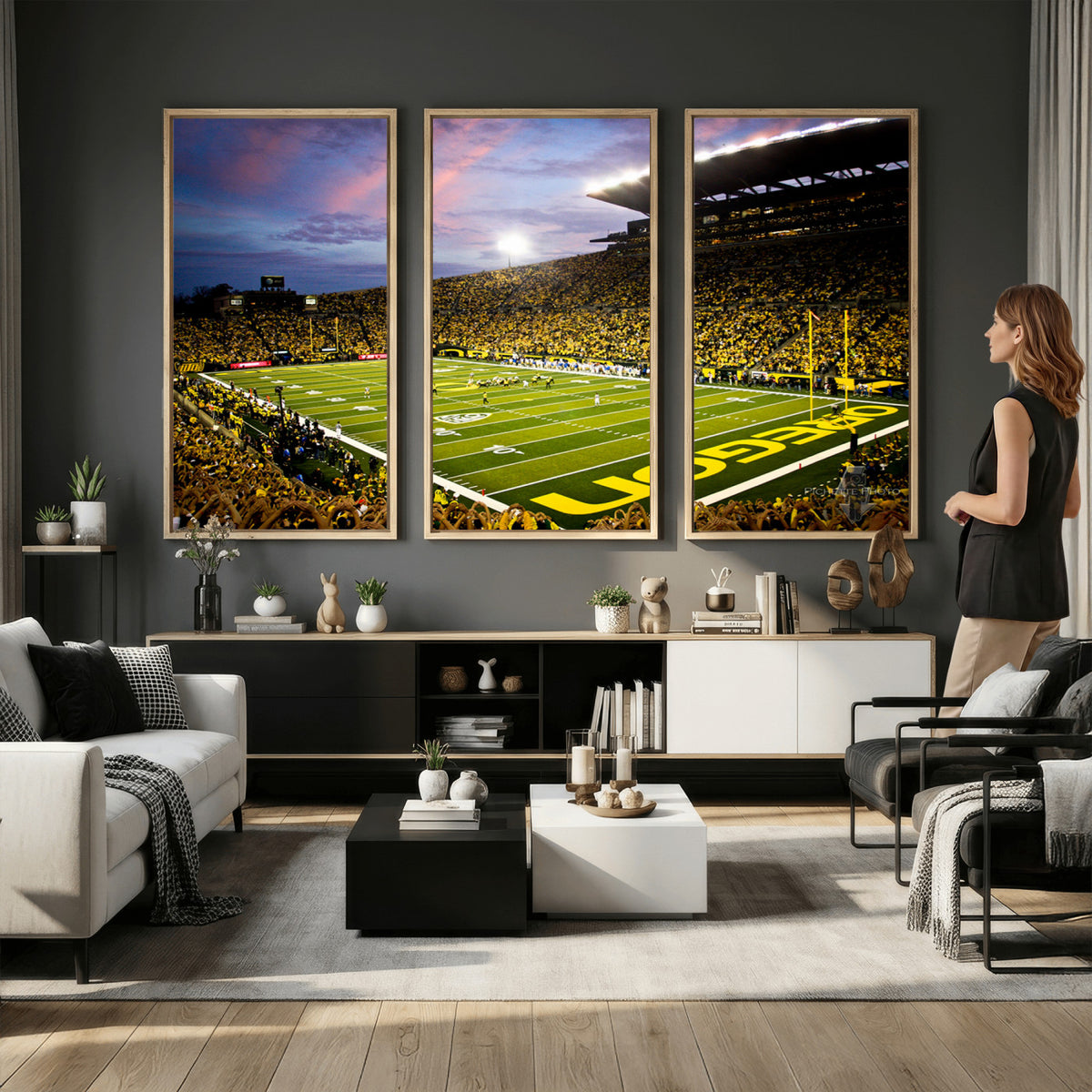 72017-MGV-CV-36X24 - University of Oregon Ducks Football Team Print, Eugene, Framed and Ready to Hang