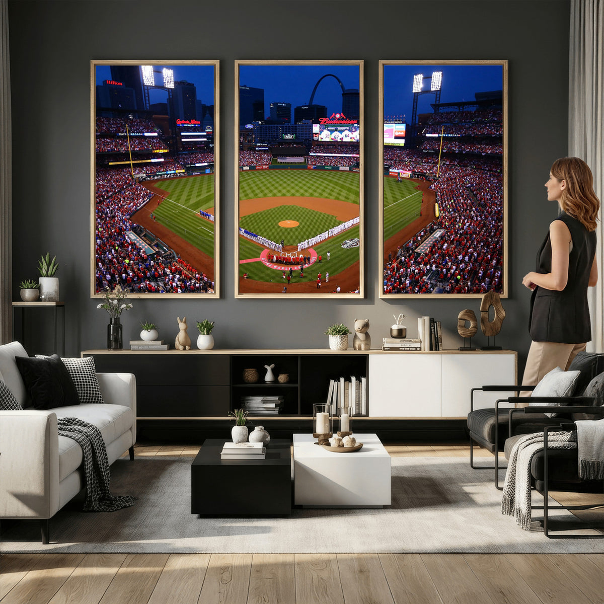11925-MGV-CV-36X24 - St. Louis Cardinals Baseball Team Print, Busch Stadium Wall Art