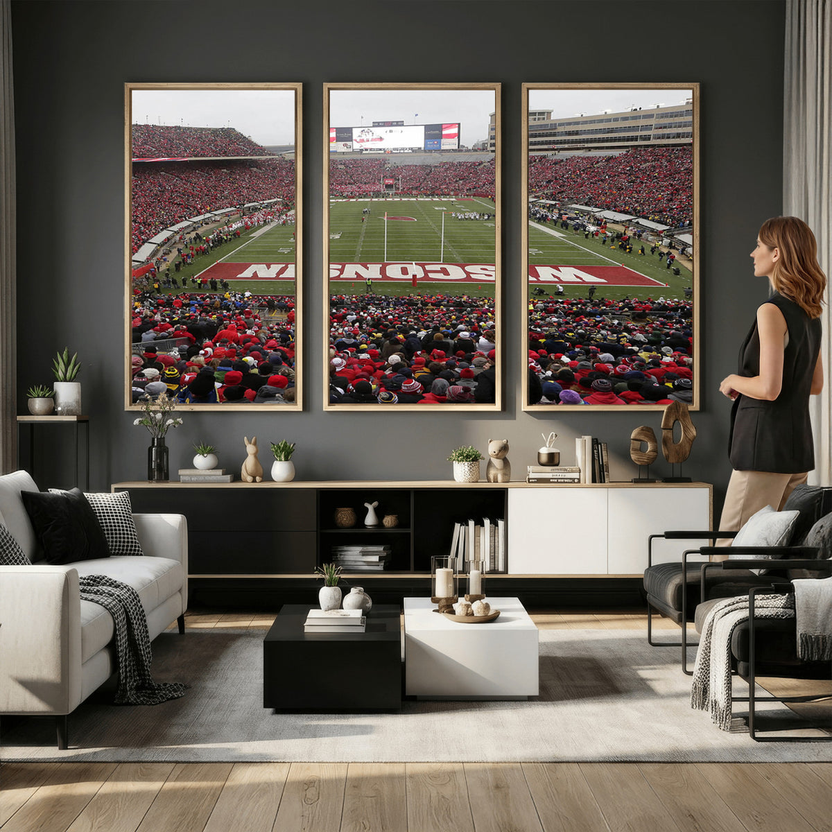 23461-MGV-CV-36X24 - Wisconsin Badgers Team Print Canvas, Madison Camp Randall Stadium Wall Art