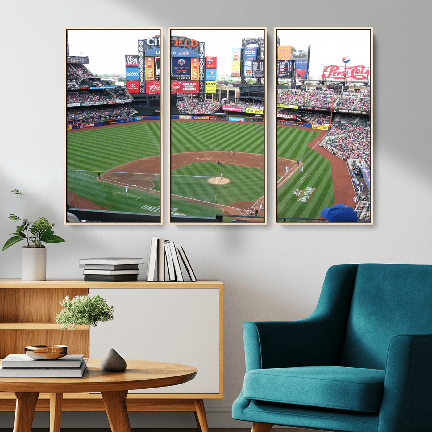 MGV-FC-48X32-3P - New York Mets Baseball Team Print - Citi Field Baseball Stadium Wall Art Canvas Print