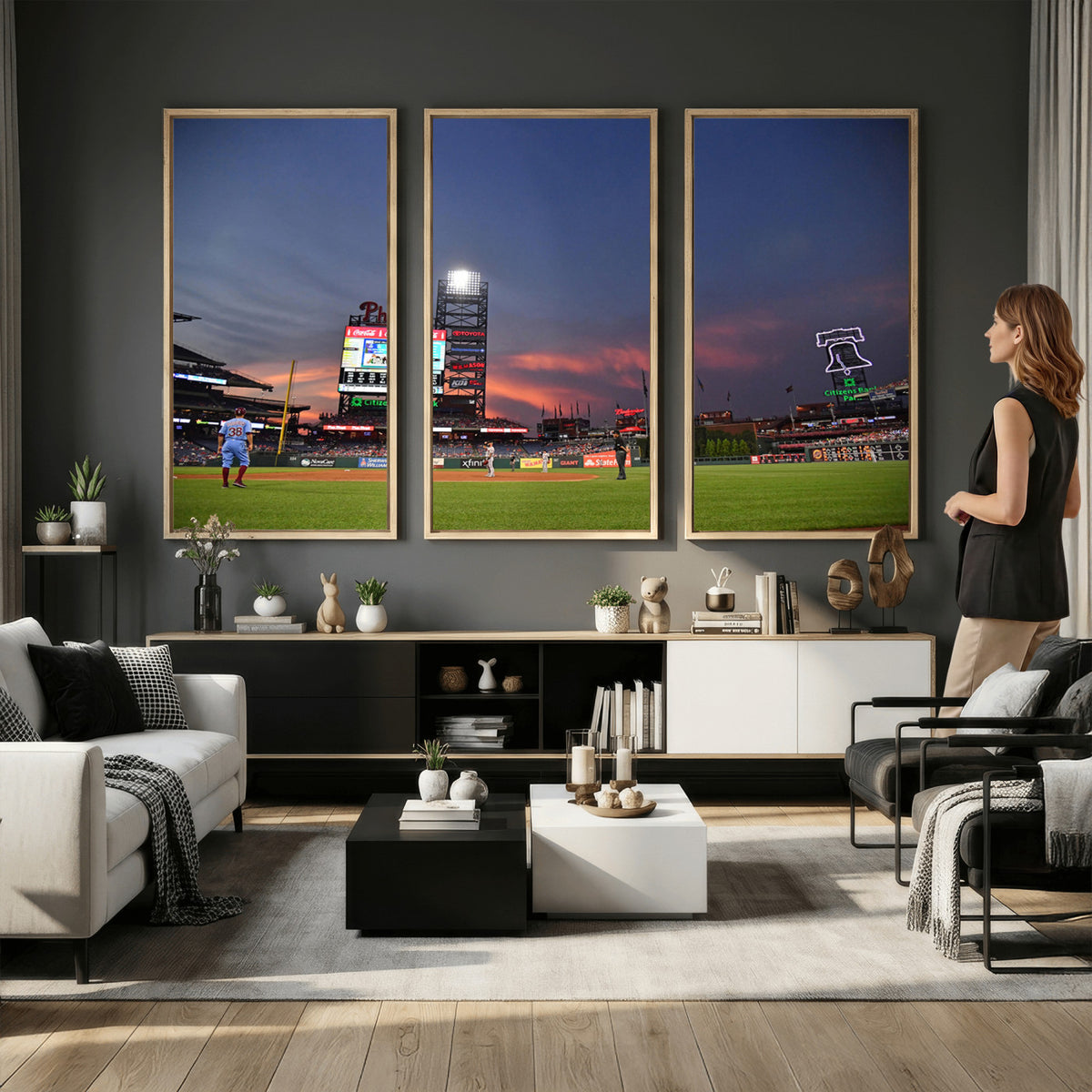 22594-MGV-CV-36X24 - Philadelphia Phillies Baseball Print - Philadelphia Citizens Bank Park Stadium Wall Art, Phillies