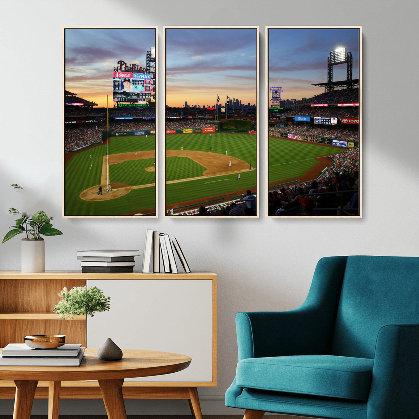 MGV-FC-48X32-3P - Citizens Bank Park Philadelphia Phillies Wall Art Canvas | 3-Panel Canvas Print of Phillies Stadium