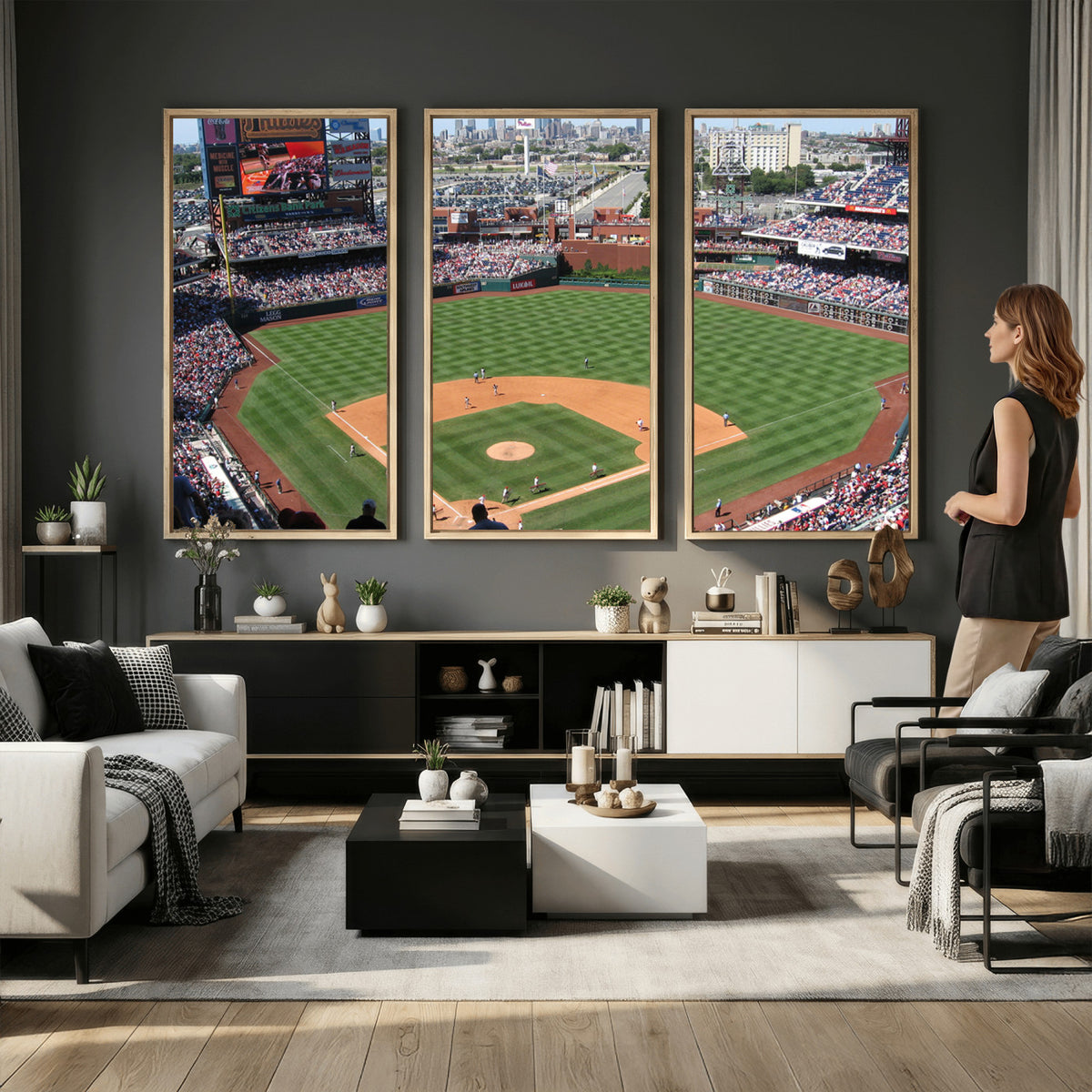 85755-MGV-CV-36X24 - Philadelphia Phillies Baseball Team Print - Philadelphia Citizens Bank Park Stadium Wall Art Canvas