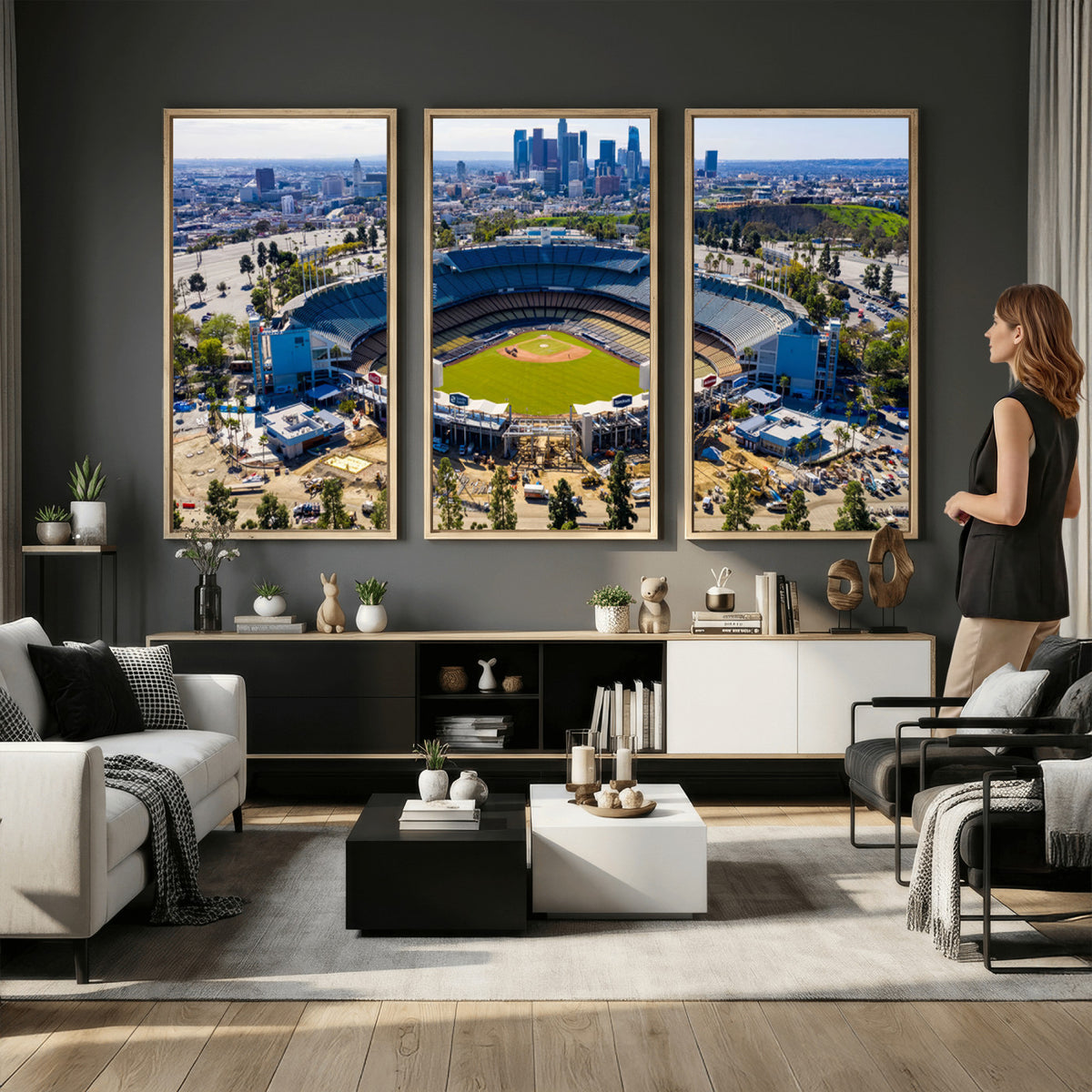 58596-MGV-CV-36X24 - Los Angeles Dodgers Dodger Stadium Wall Art Canvas Print, Extra Large Game Room Wall Decor