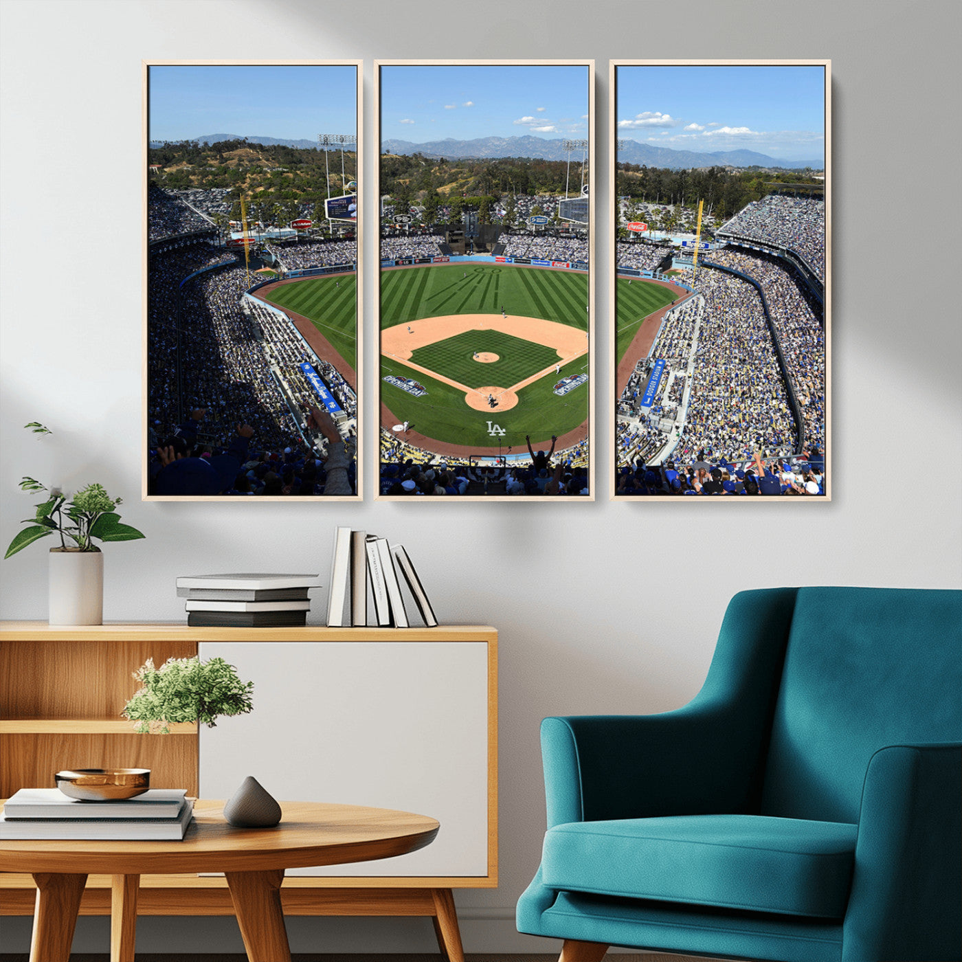 MGV-FC-48X32-3P - Los Angeles Dodgers Dodger Stadium Wall Art Canvas Print - MLB Baseball Stadium Wall Art Canvas