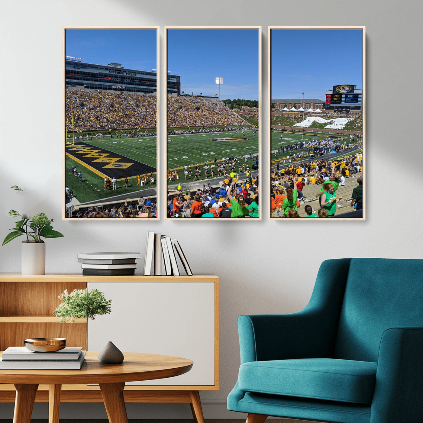 MGV-FC-48X32-3P - University of Missouri Tigers Football Team Print - Columbia Faurot Field Memorial Stadium Wall Art