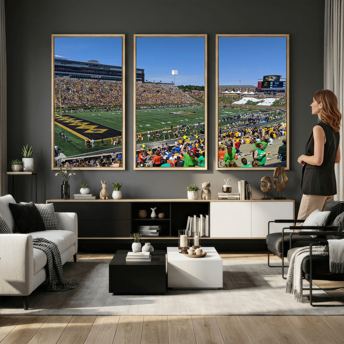 38399-MGV-CV-36X24 - University of Missouri Tigers Football Team Print, Columbia Faurot Field Memorial Stadium Wall Art
