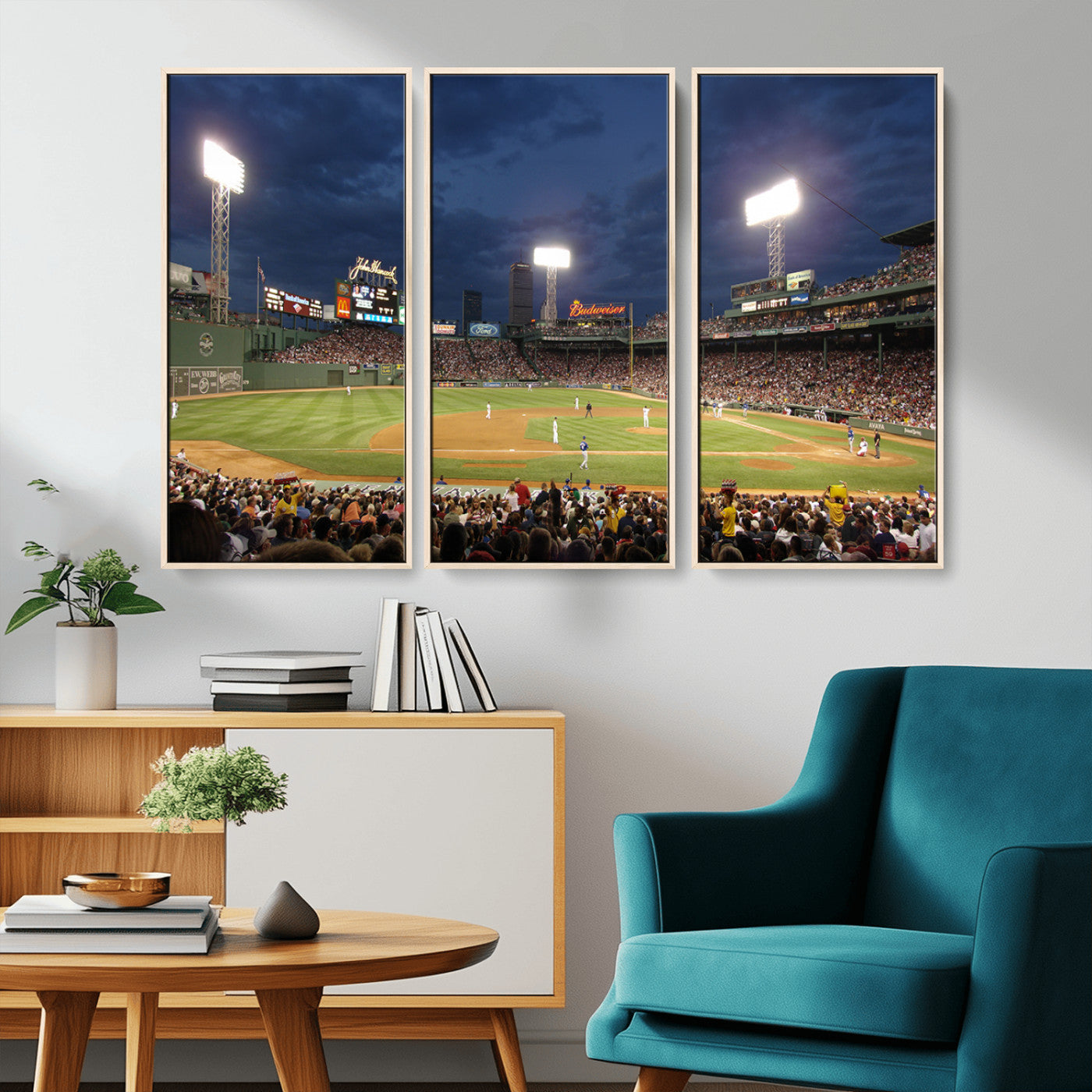 MGV-FC-48X32-3P - Boston Red Sox Baseball Team Print Canvas - Massachusetts Fenway Park Stadium Wall Art Canvas Print