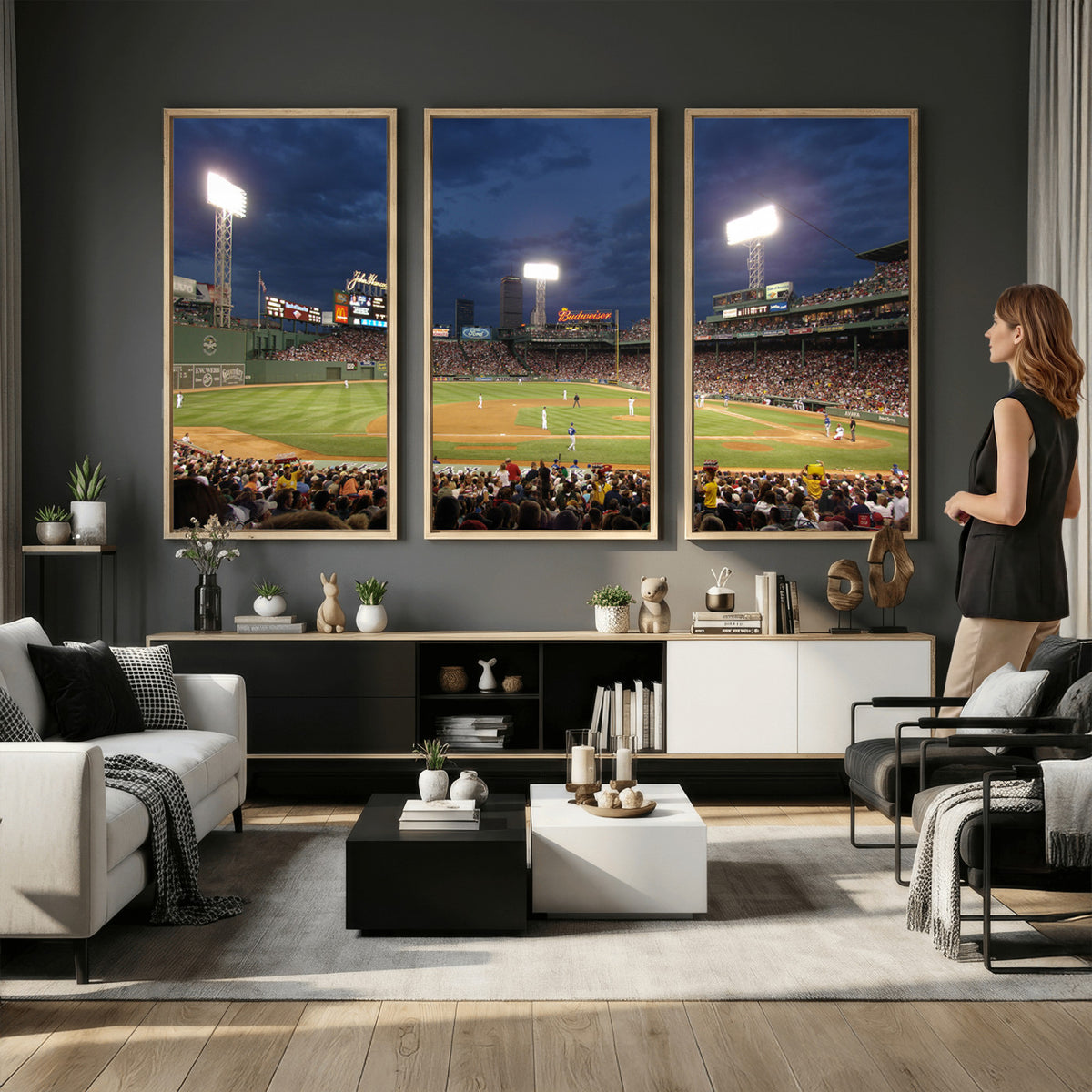 85099-MGV-CV-36X24 - Boston Red Sox Baseball Team Print Canvas, Massachusetts Fenway Park Stadium Wall Art