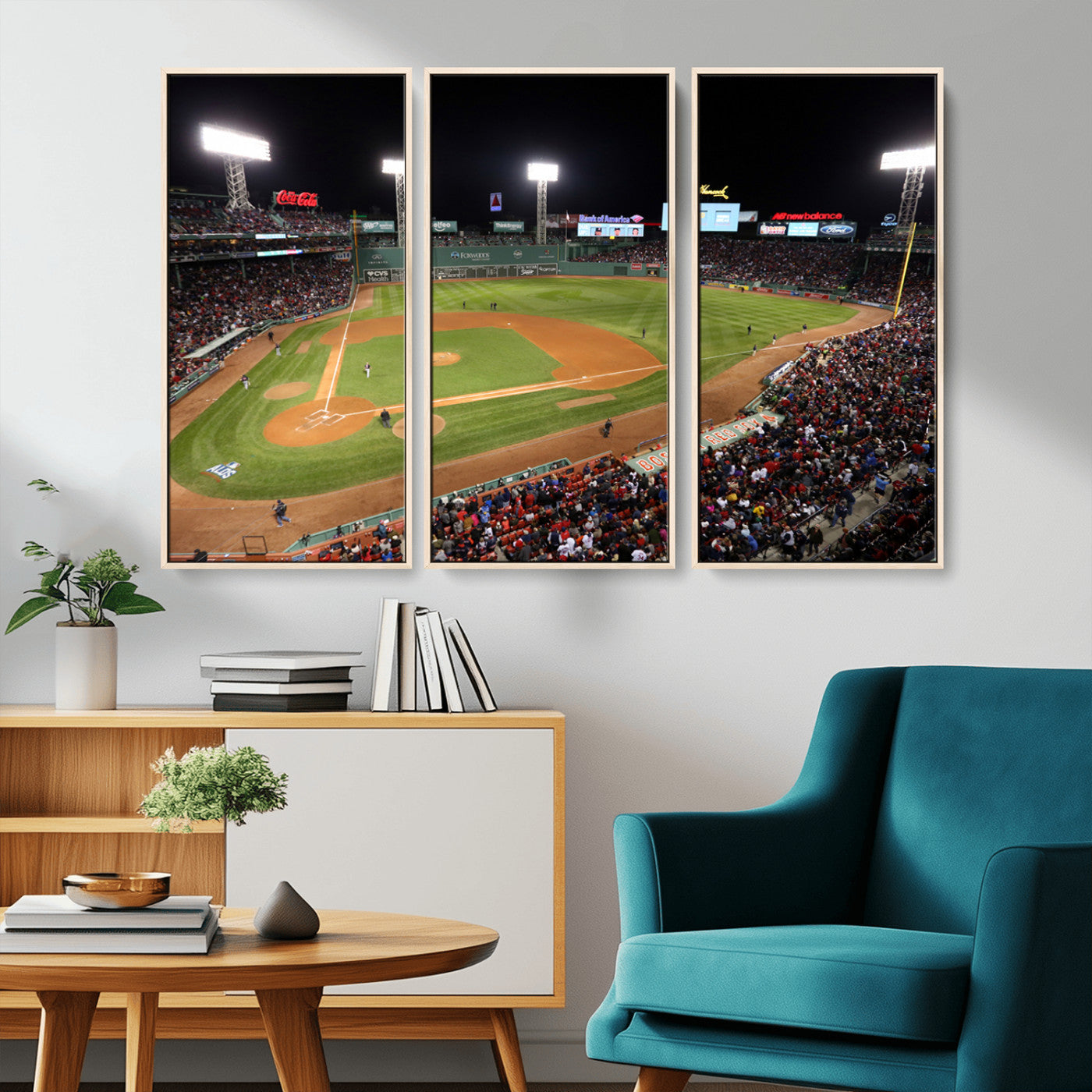 MGV-FC-48X32-3P - Boston Red Sox Baseball Team Print - Massachusetts Fenway Park Stadium Wall Art Canvas Print