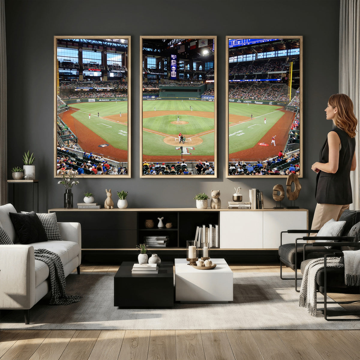 78468-MGV-CV-36X24 - Texas Rangers Baseball Team Print, Arlington Globe Life Field Stadium Wall Art