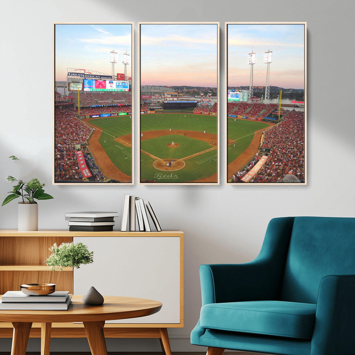 MGV-FC-48X32-3P - Cincinnati Reds Baseball Print Canvas- Cincinnati Great American Ball Park Stadium Wall Art Canvas