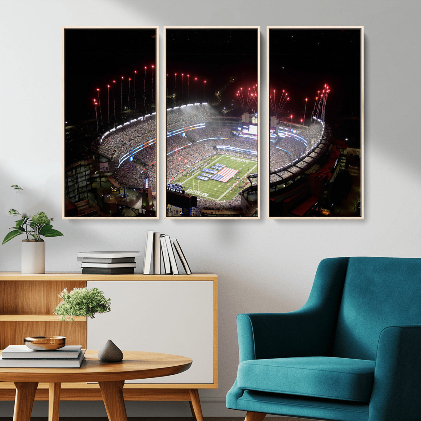 MGV-FC-48X32-3P - New England Patriots Team Print Wall Art- Foxborough Gillette Stadium Wall Art Canvas Print
