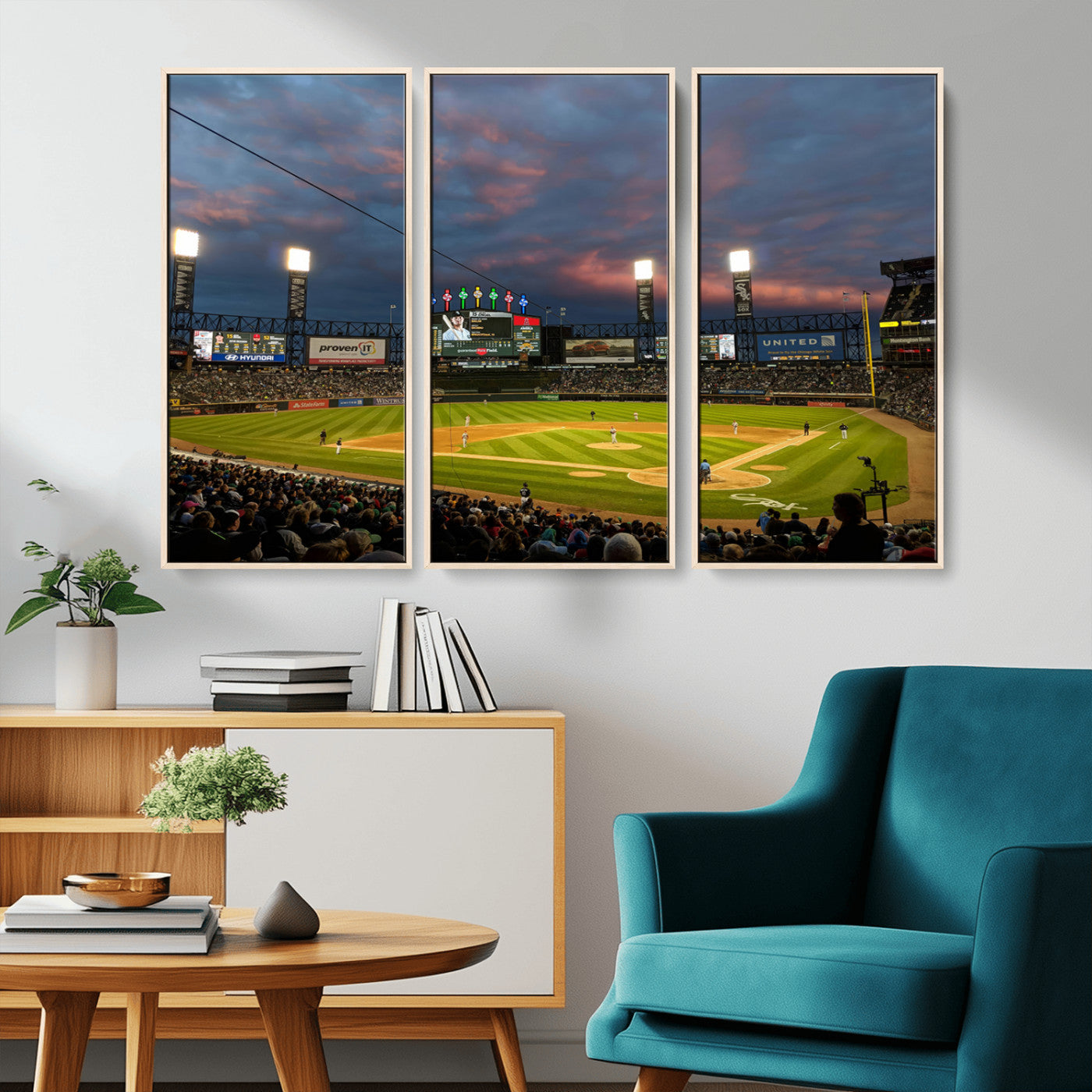 MGV-FC-48X32-3P - Chicago White Sox Baseball Team Print Canvas- Guaranteed Rate Field Stadium Wall Art Canvas Print