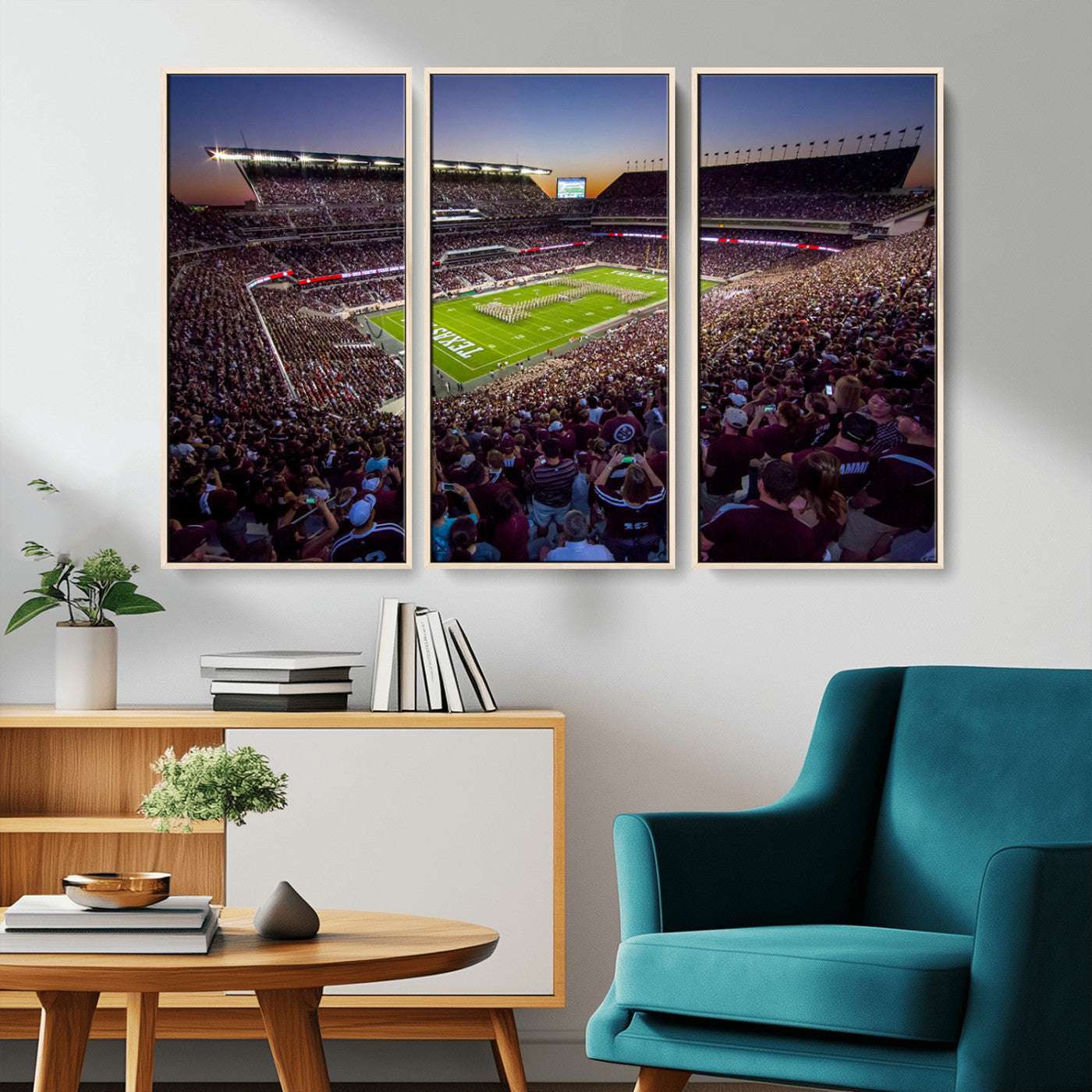 MGV-FC-48X32-3P - Texas A&M University Aggies Football Team Print - College Station Kyle Field Stadium Wall Art Canvas