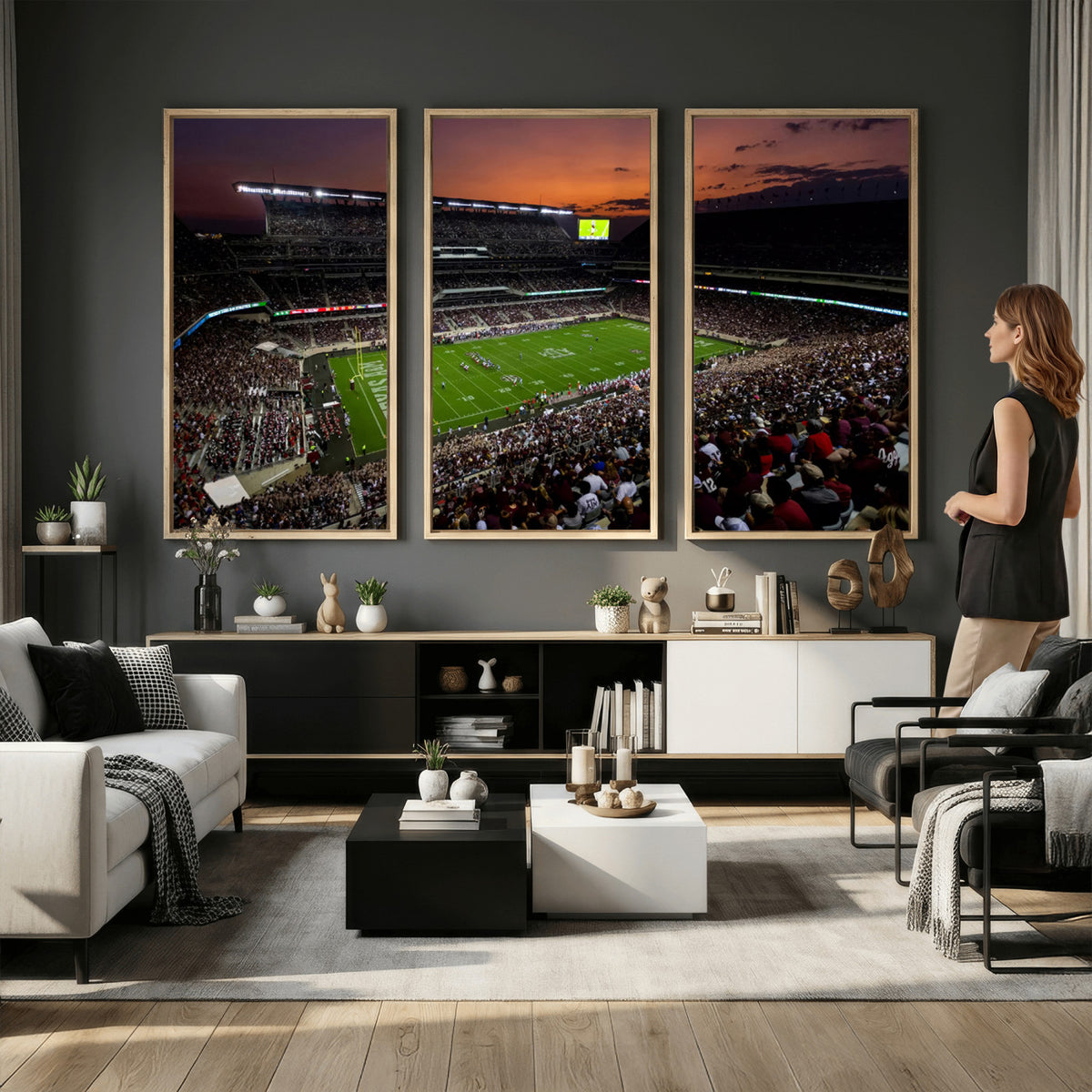 45603-MGV-CV-36X24 - Texas A&M University Aggies Football Team Print, College Station Kyle Field Stadium Wall Art