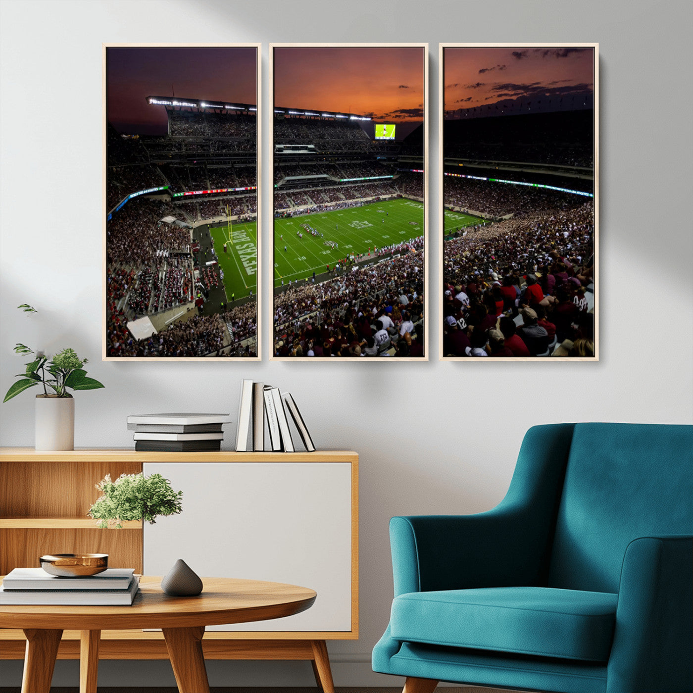 MGV-FC-48X32-3P - Texas A&M Aggies Football Team Print - College Station Kyle Field Stadium Wall Art Canvas Print