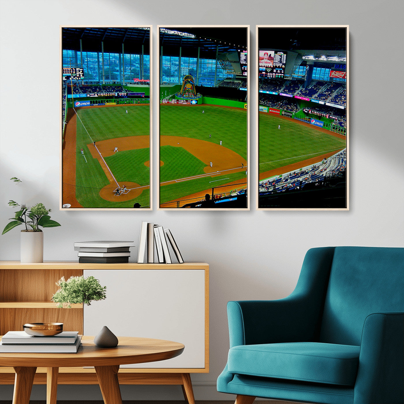 MGV-FC-48X32-3P - Miami Marlins Baseball Team Print - Miami LoanDepot Park Stadium Wall Art Canvas Print