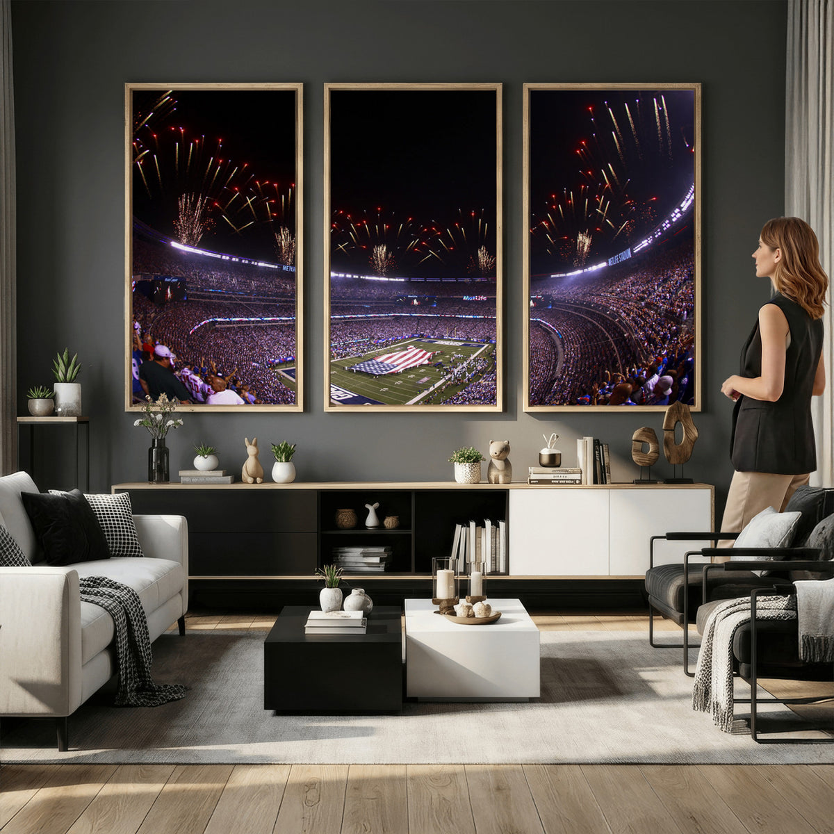 56360-MGV-CV-36X24 - New York Giants Football Team Print, East Rutherford MetLife Stadium Wall Art
