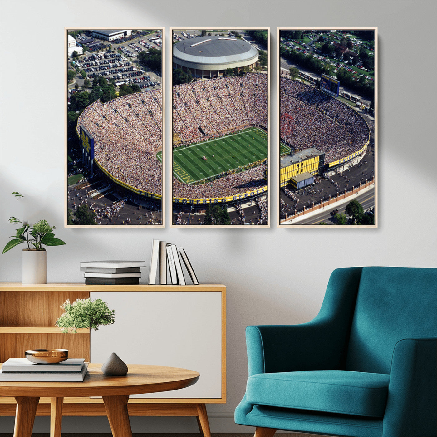 MGV-FC-48X32-3P - Michigan Wolverines Football Team Print - Ann Arbor Michigan Stadium Print, Michigan Wolverines
