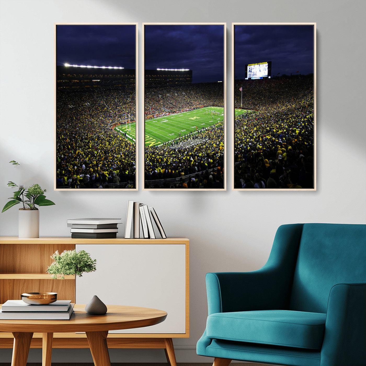 MGV-FC-48X32-3P - Michigan Wolverines Football Canvas Wall Decor, Football Team Print - Ann Arbor Michigan Stadium