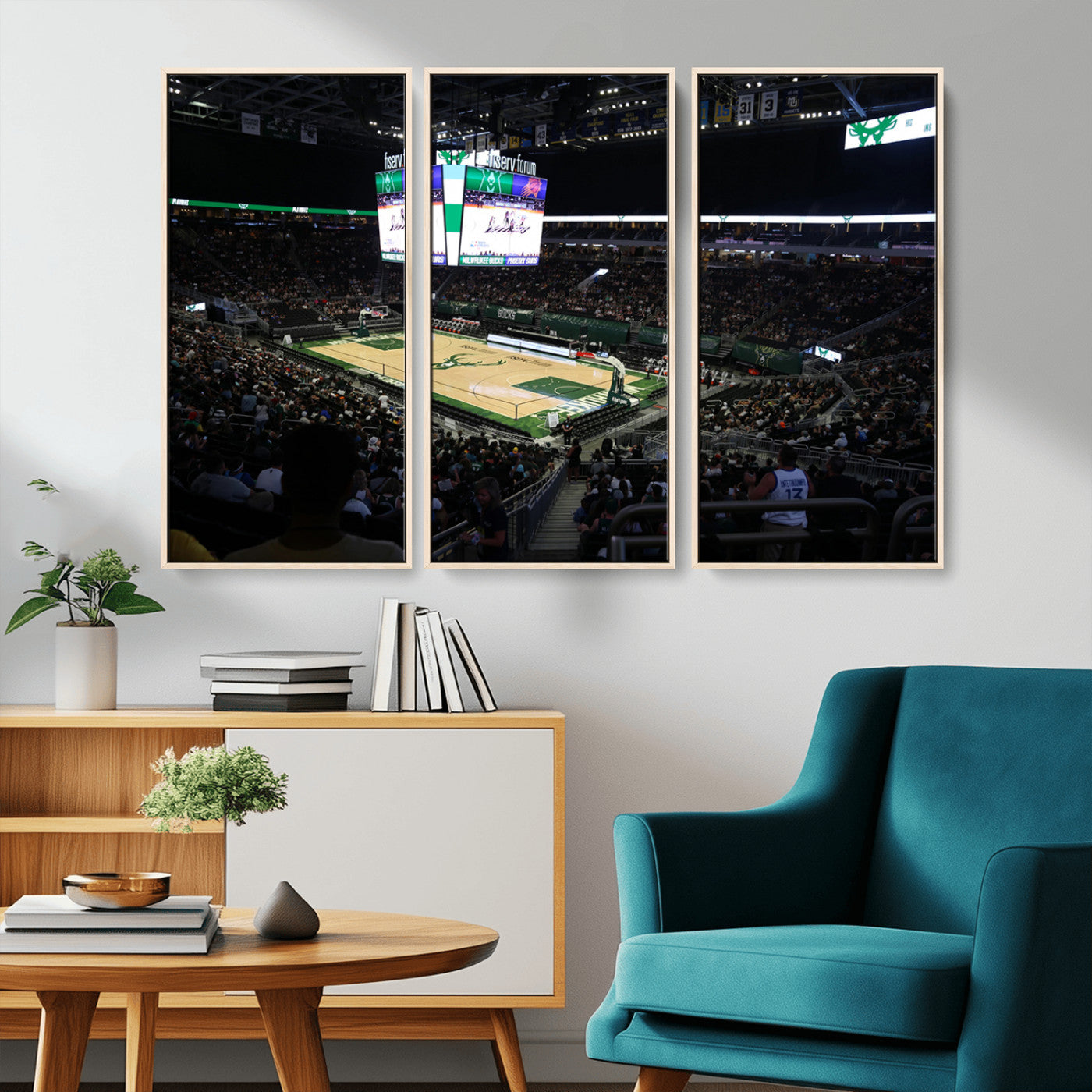 MGV-FC-48X32-3P - Milwaukee Bucks Basketball Print - Fiserv Forum Stadium Wall Art Canvas Print