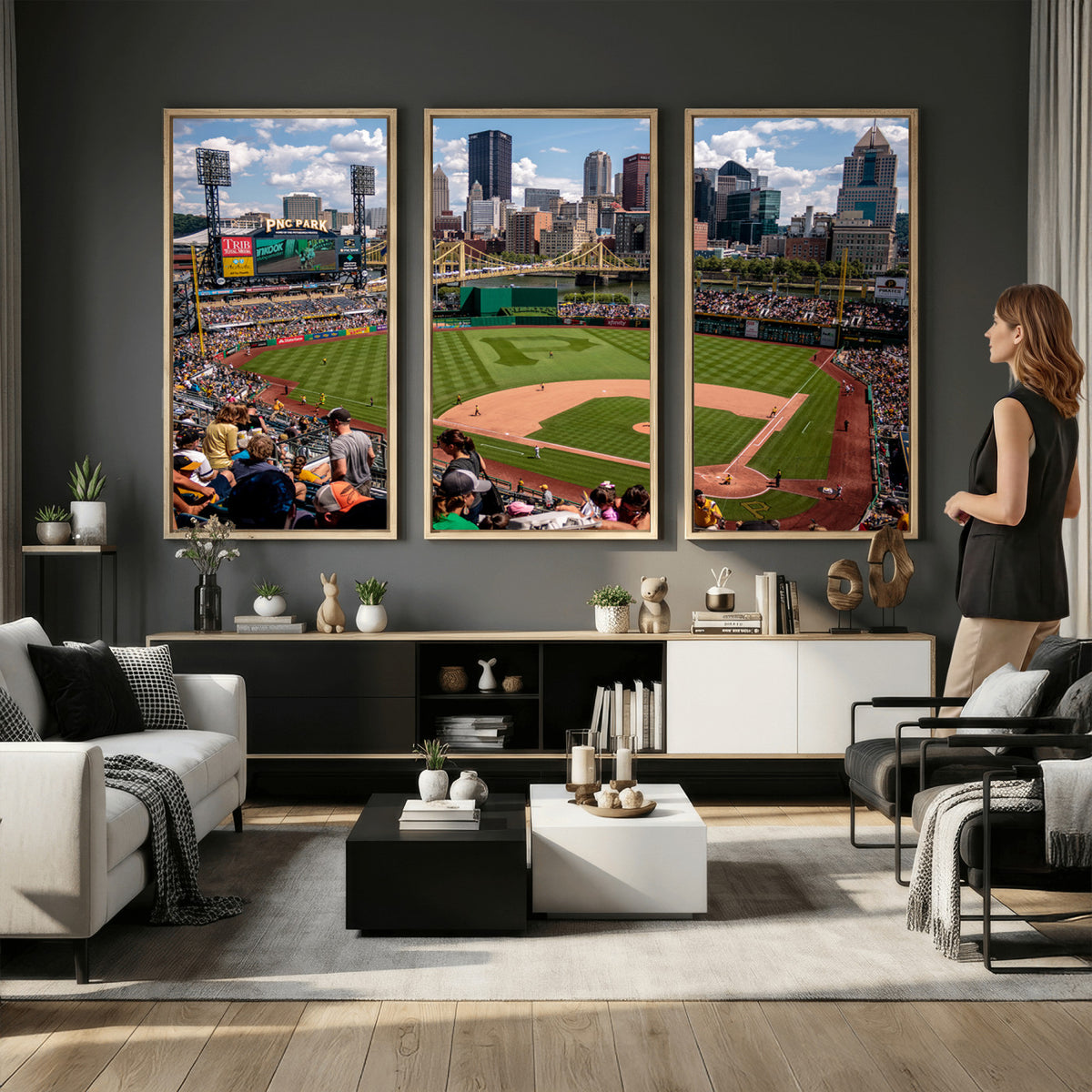 66872-MGV-CV-36X24 - Pittsburgh Pirates Baseball Team Print, PNC Park Stadium